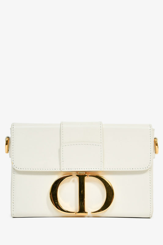 Christian Dior White Leather 'Sac 30 Montaigne Mini' Crossbody