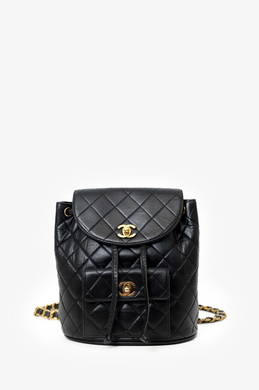 Chanel™ 1994-96 Black Leather Quilted Mini Duma Backpack