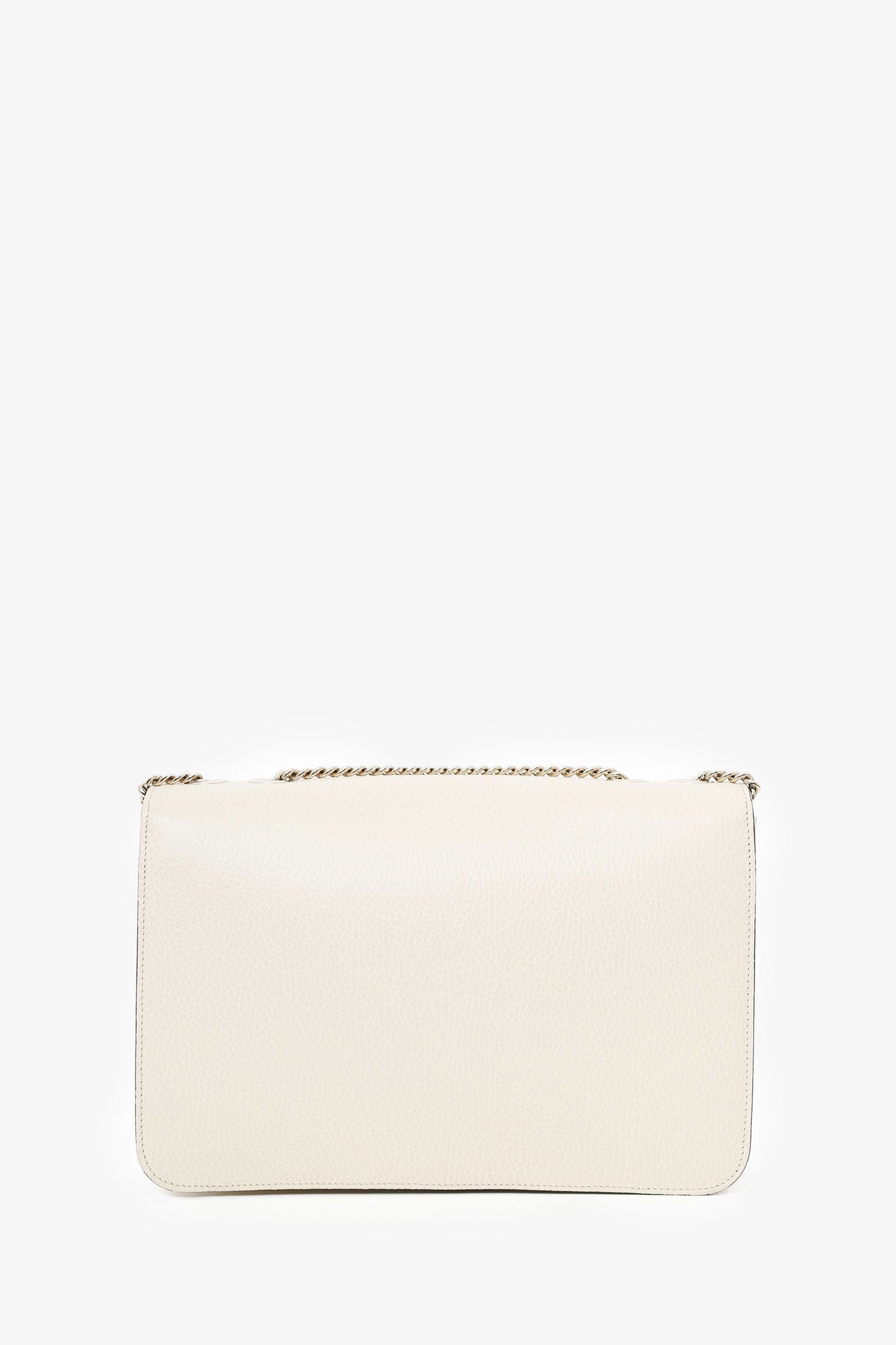 Gucci White Calfskin Medium Dollar Interlocking G Shoulder Bag