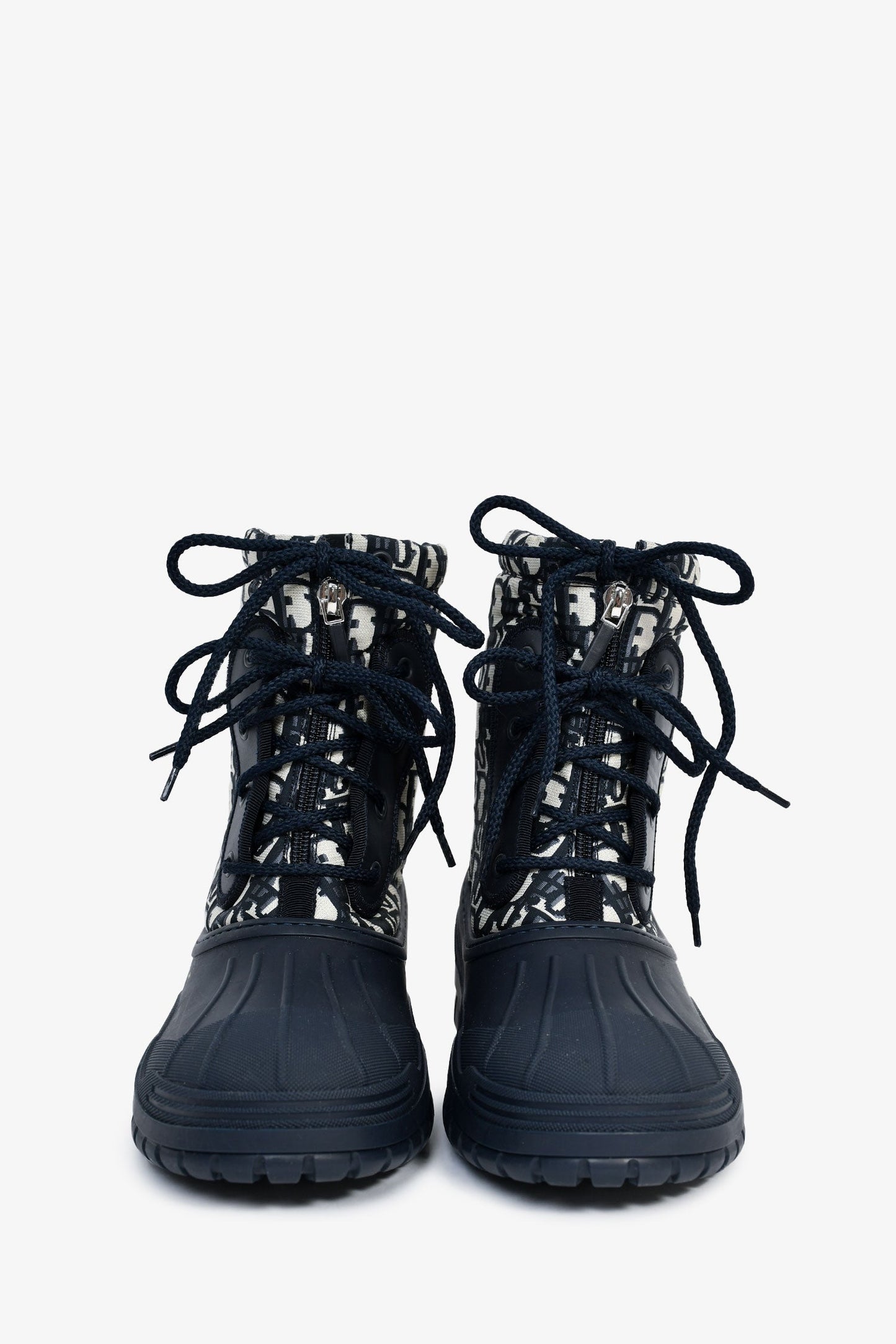 Christian Dior Blue Oblique D-Venture Jacquard Boots Size 37.5
