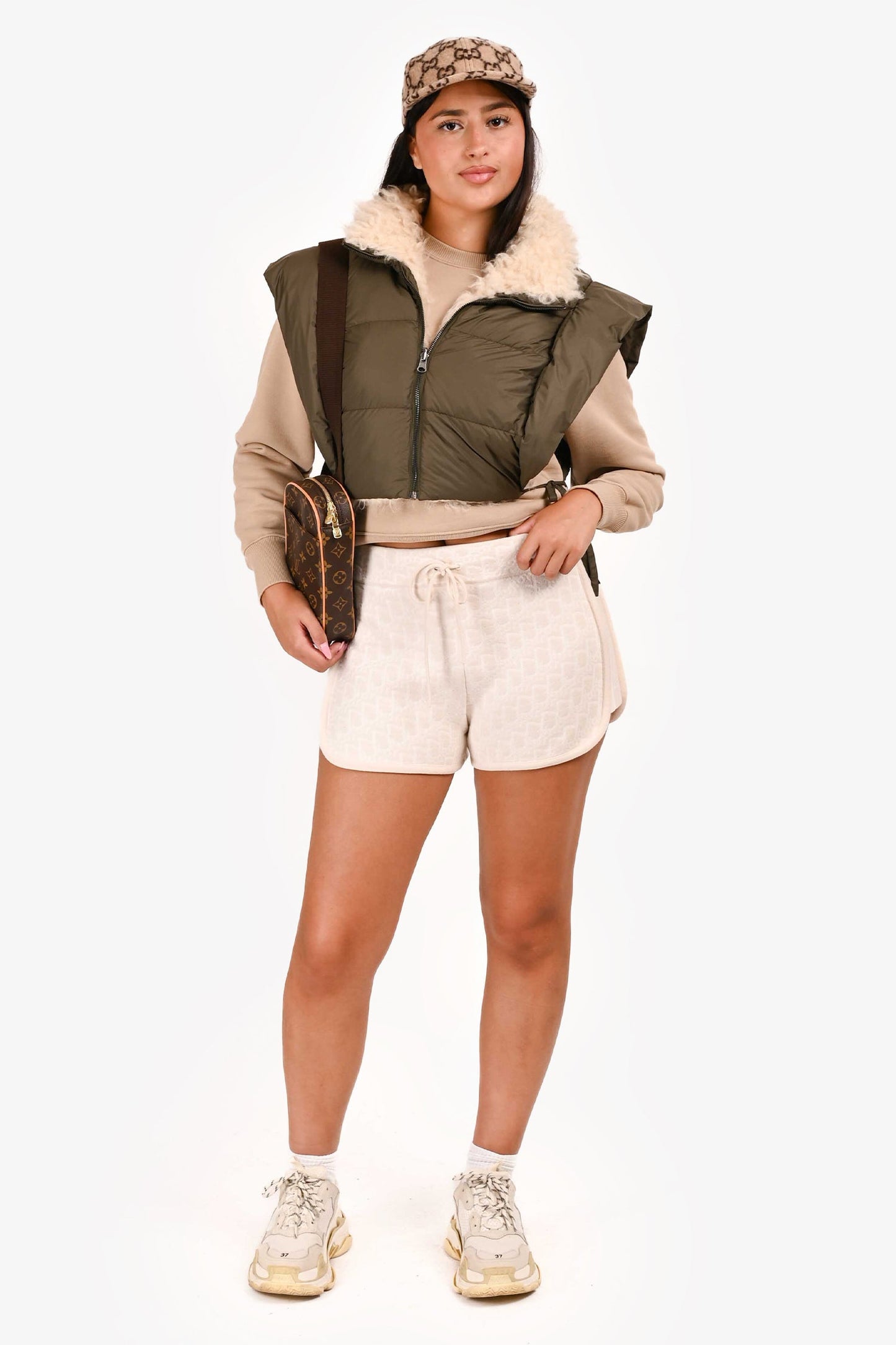 Christian Dior Cream Cashmere Monogram Shorts Size 6 US