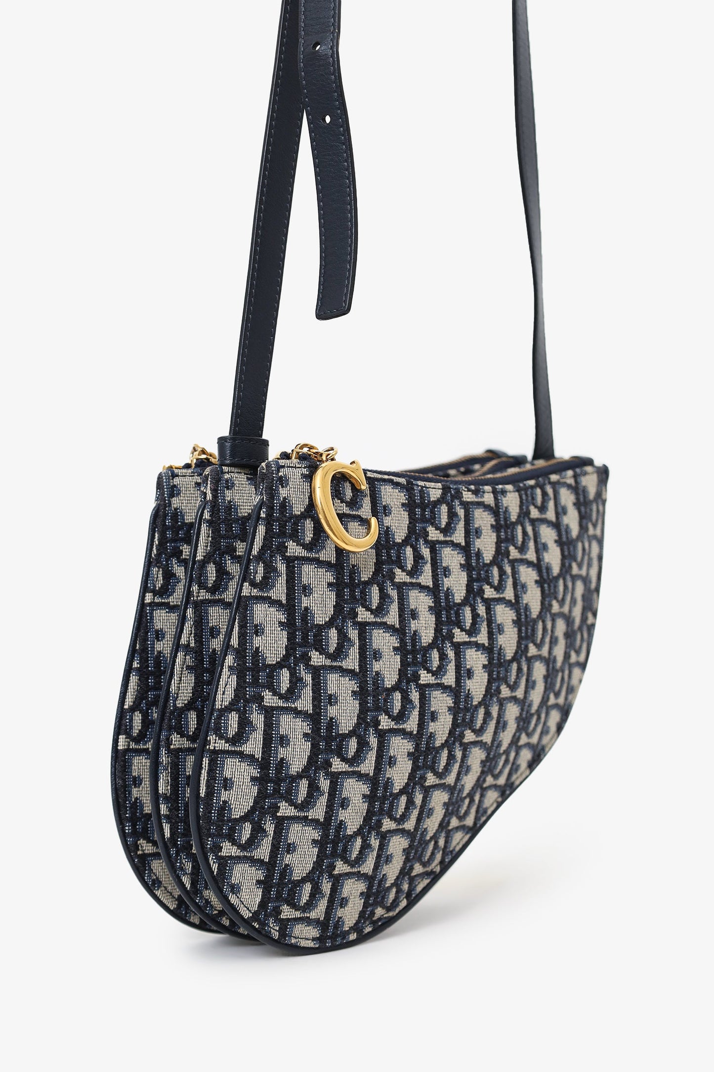 Christian Dior 2019 Oblique Canvas Saddle Triple Zip Crossbody bag