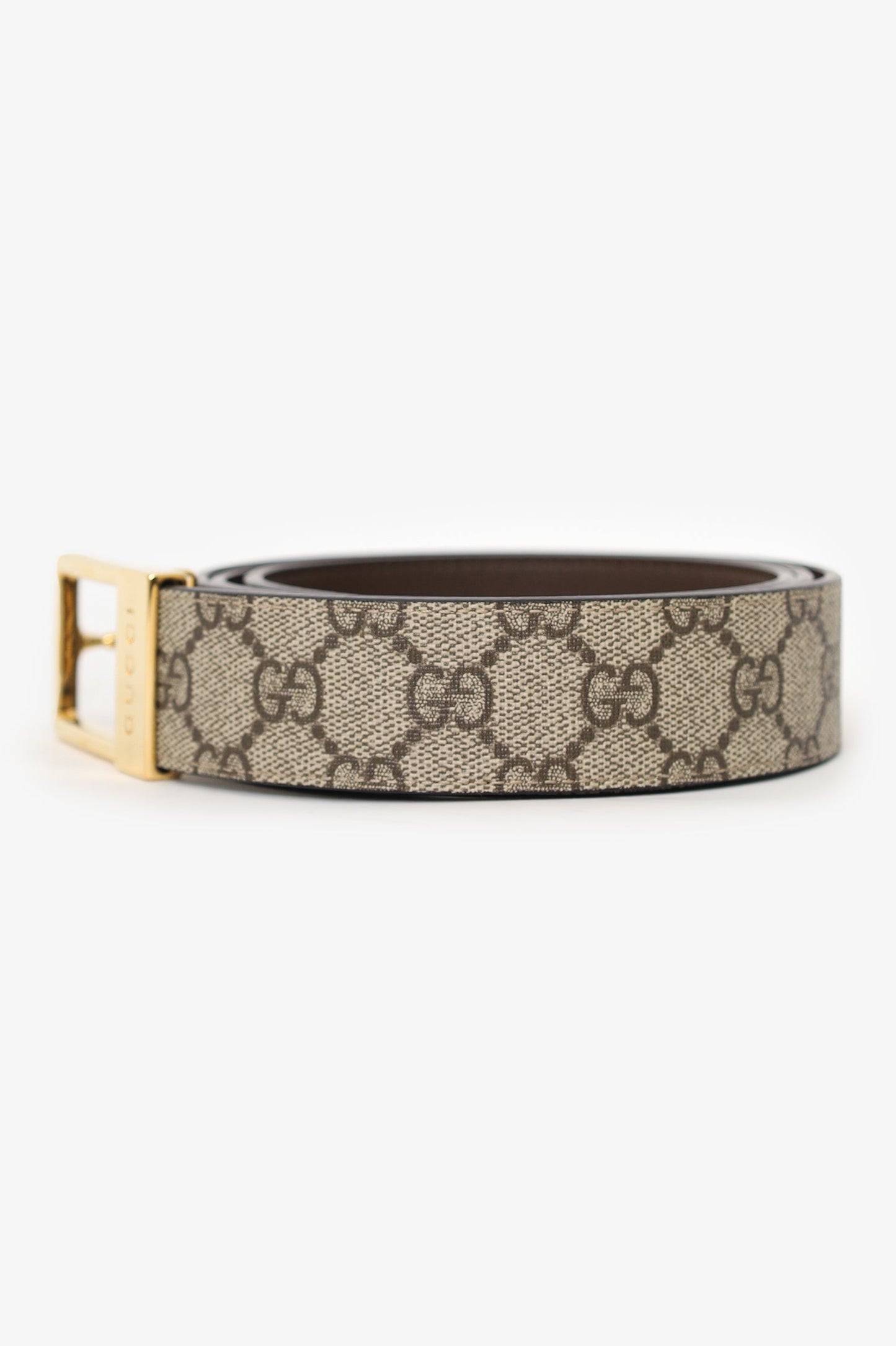 Gucci Beige GG Rectangular Buckle Belt Size 110