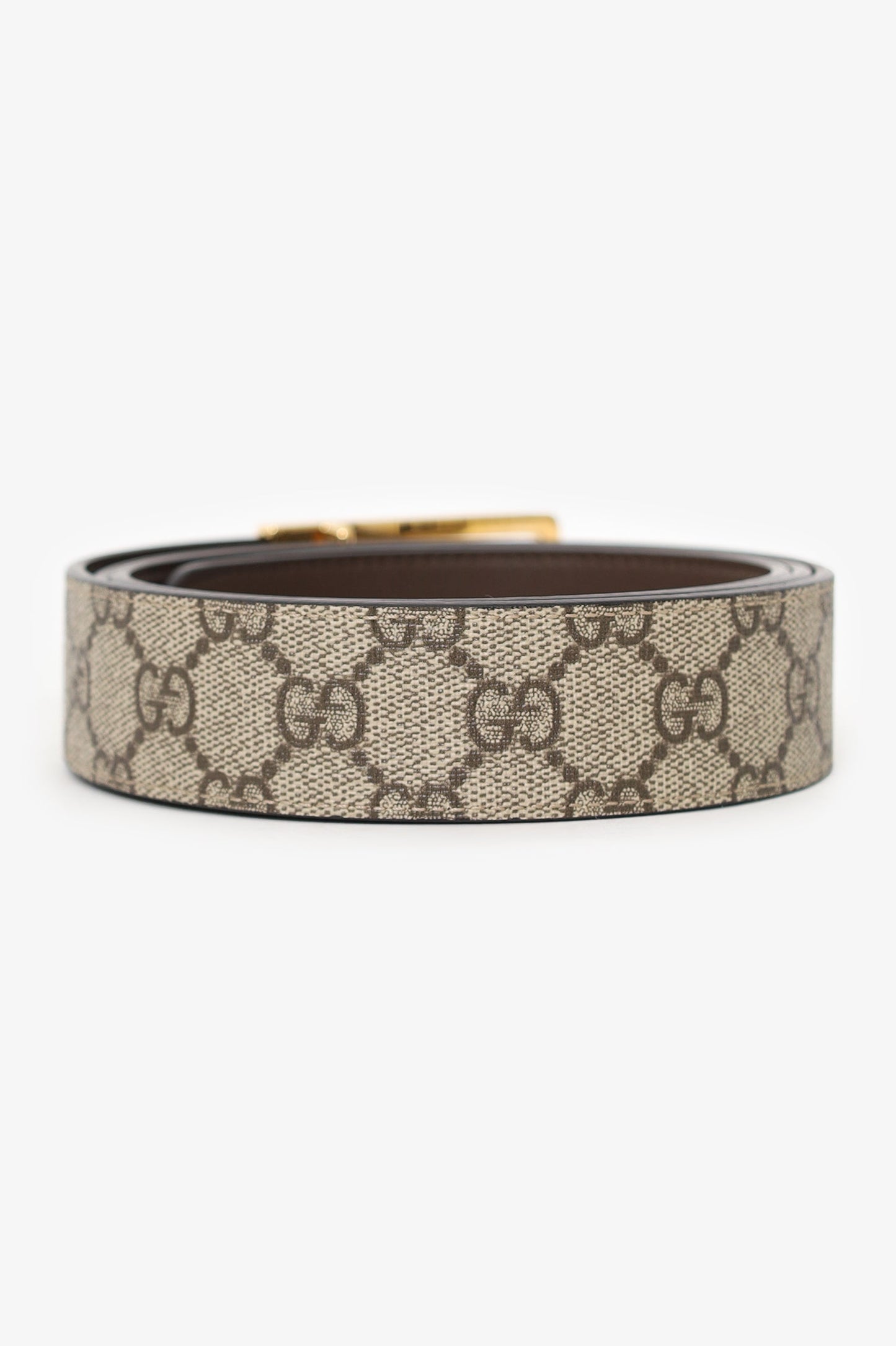 Gucci Beige GG Rectangular Buckle Belt Size 110