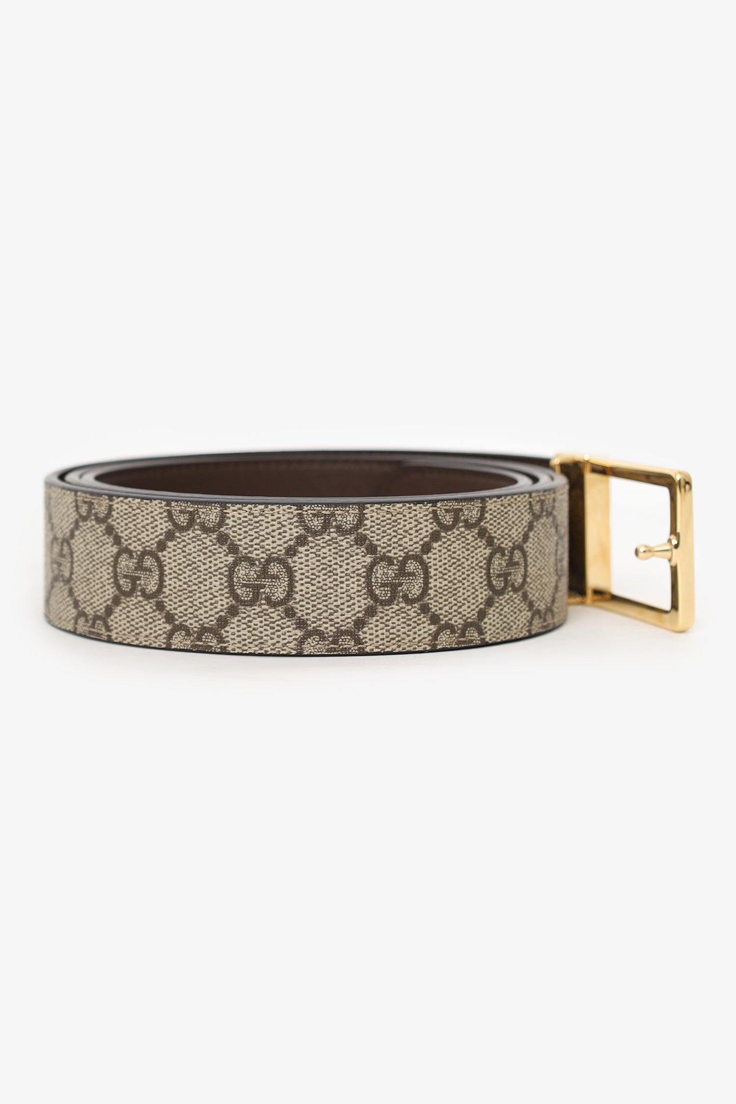 Gucci Beige GG Rectangular Buckle Belt Size 110
