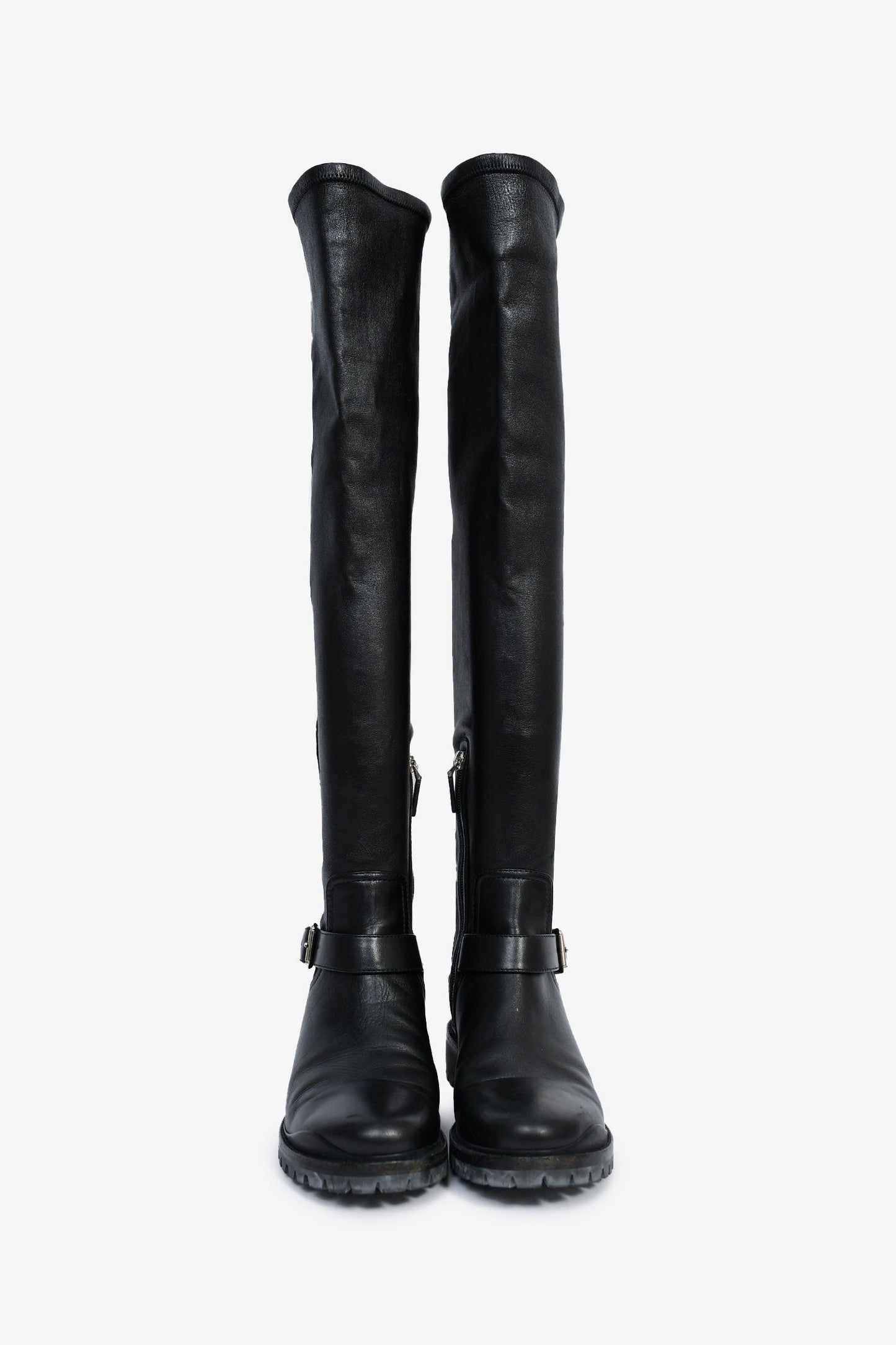 Christian Dior Black Leather Thigh High Boots Size 9