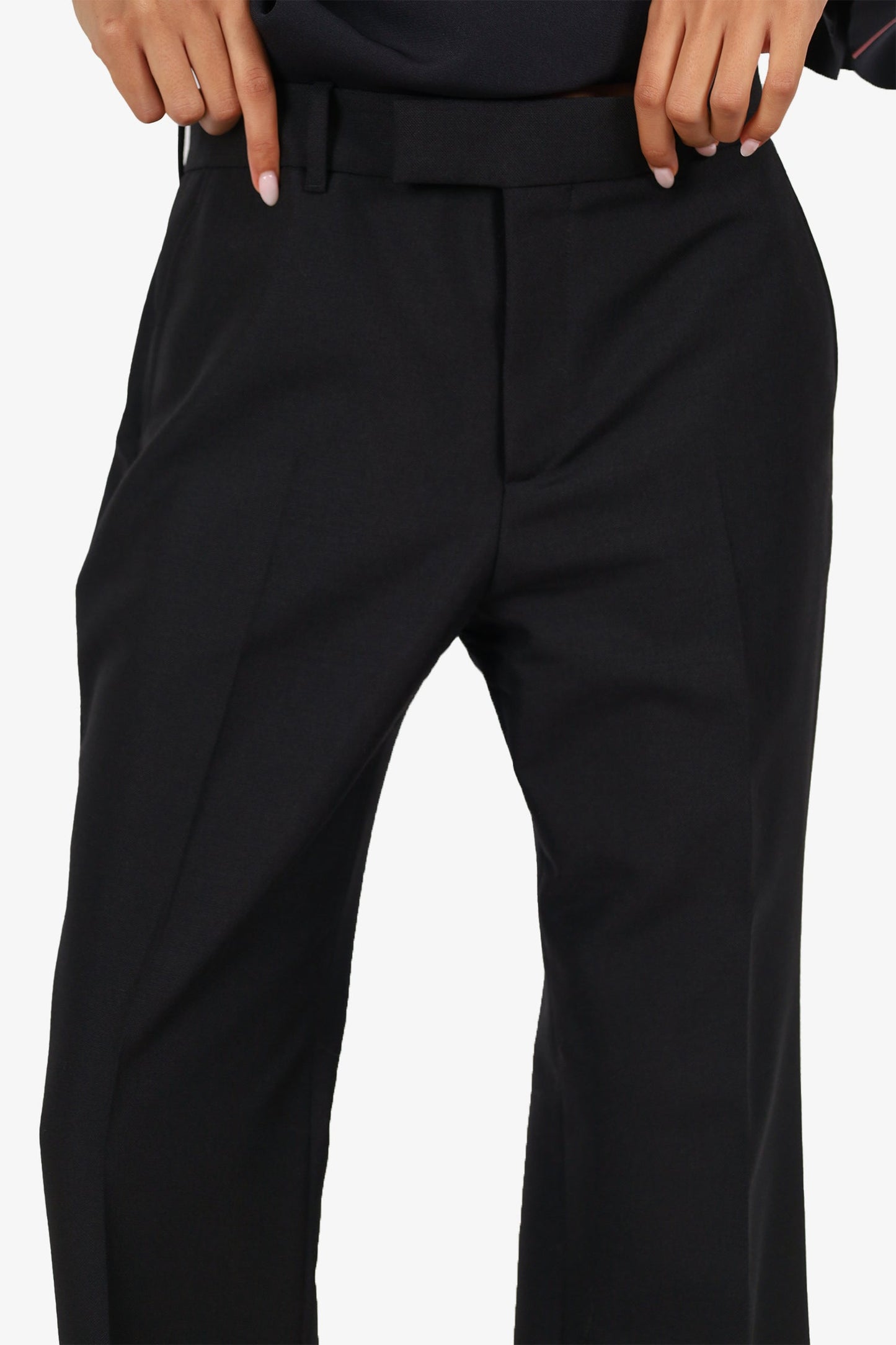 Gucci Black Wool Mohair Straight Legs Trousers Size 42