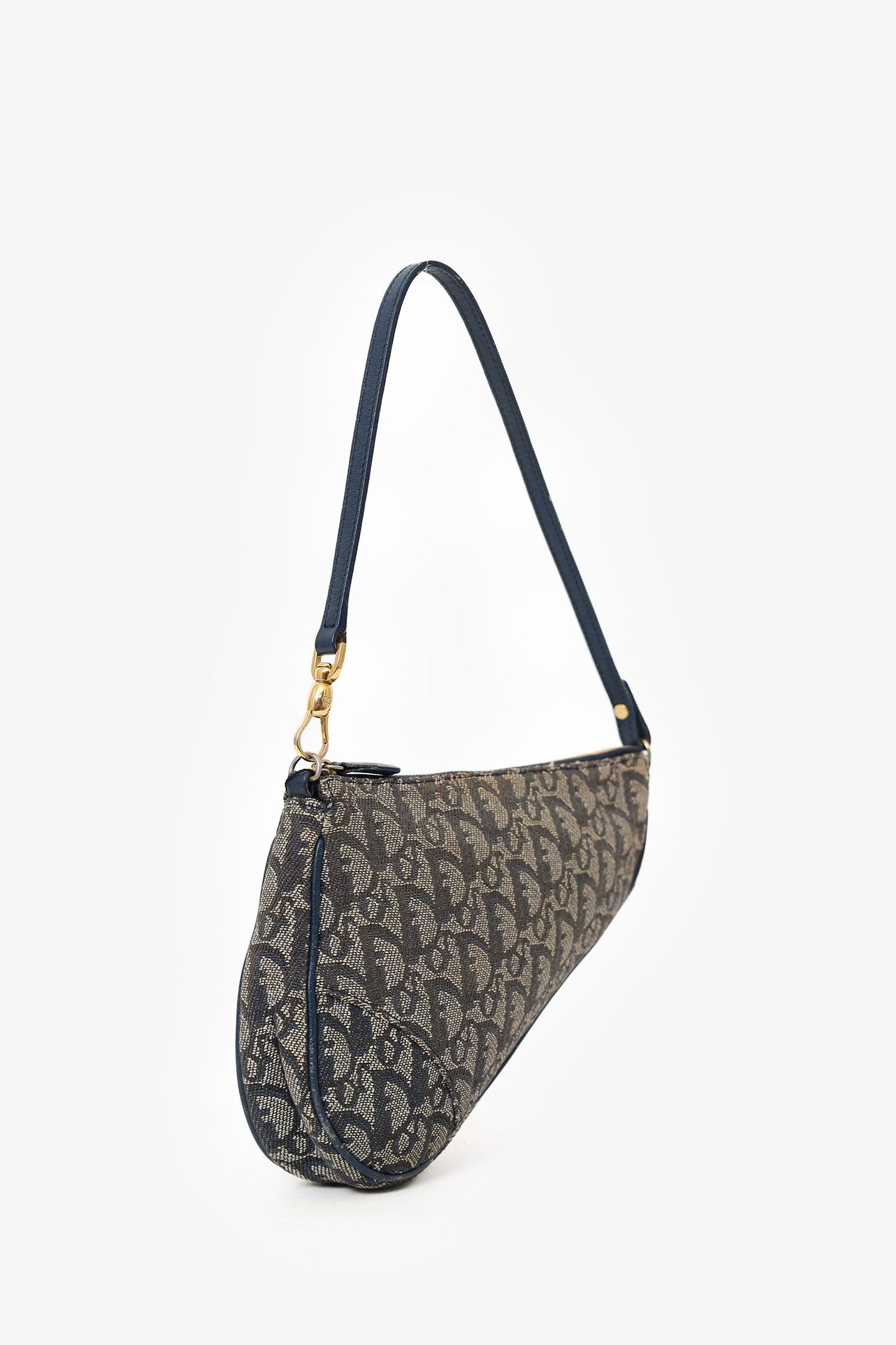 Christian Dior Blue Diorissimo Canvas Saddle Pochette