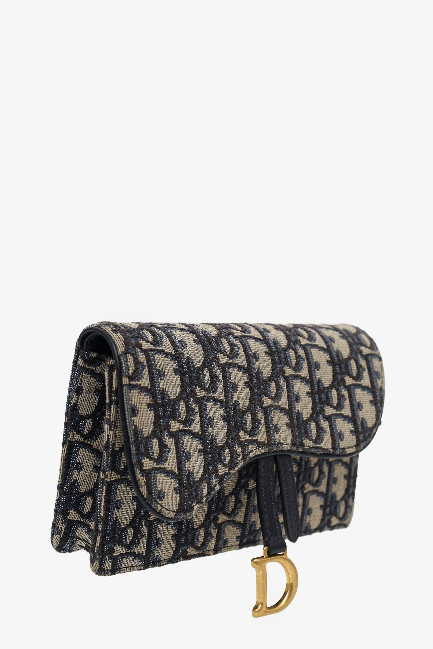 Christian Dior 2022 Navy Oblique Jacquard Saddle Belt Pouch