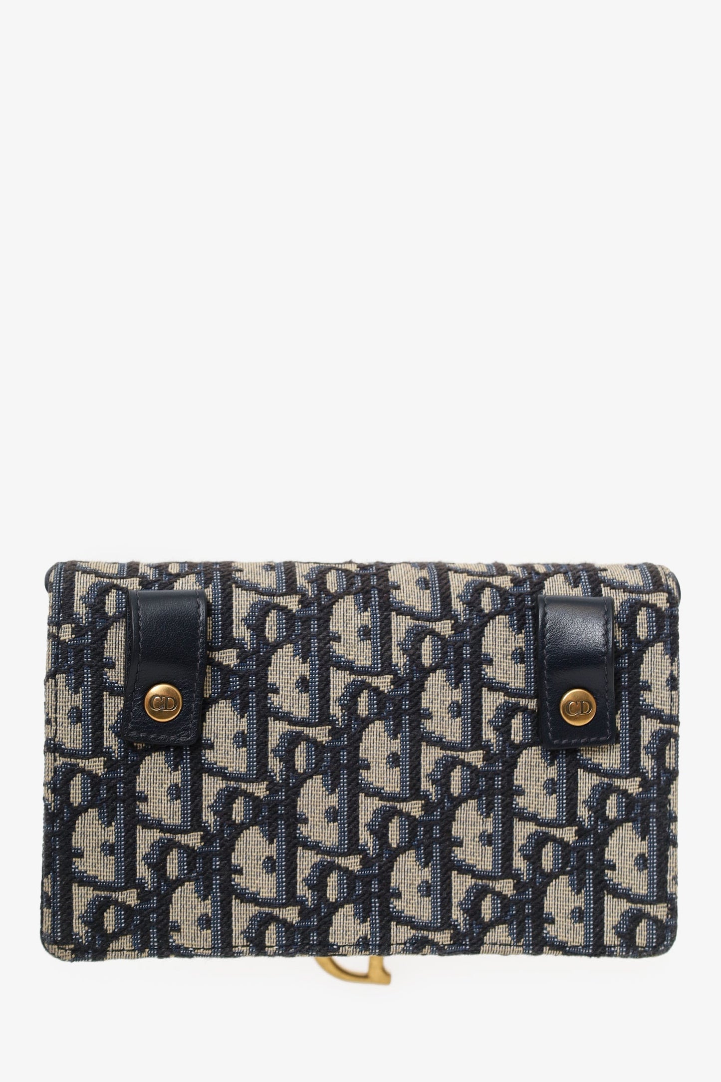 Christian Dior 2022 Navy Oblique Jacquard Saddle Belt Pouch