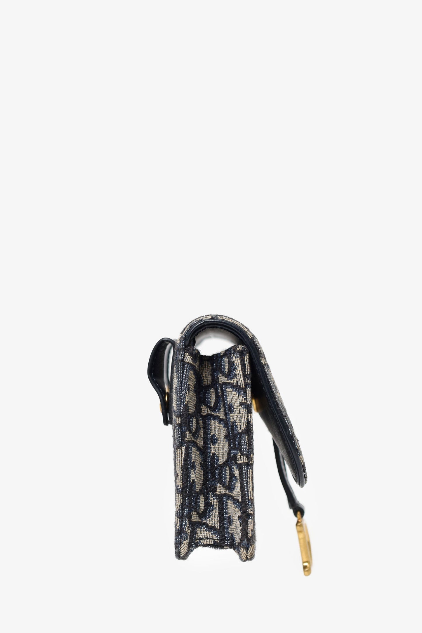 Christian Dior 2022 Navy Oblique Jacquard Saddle Belt Pouch