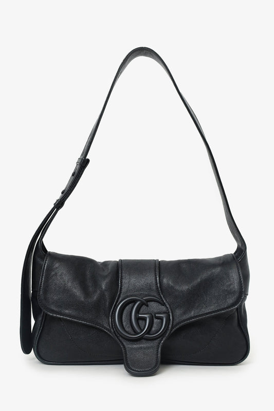 Gucci So Black Leather Aphrodite Small Shoulder Bag