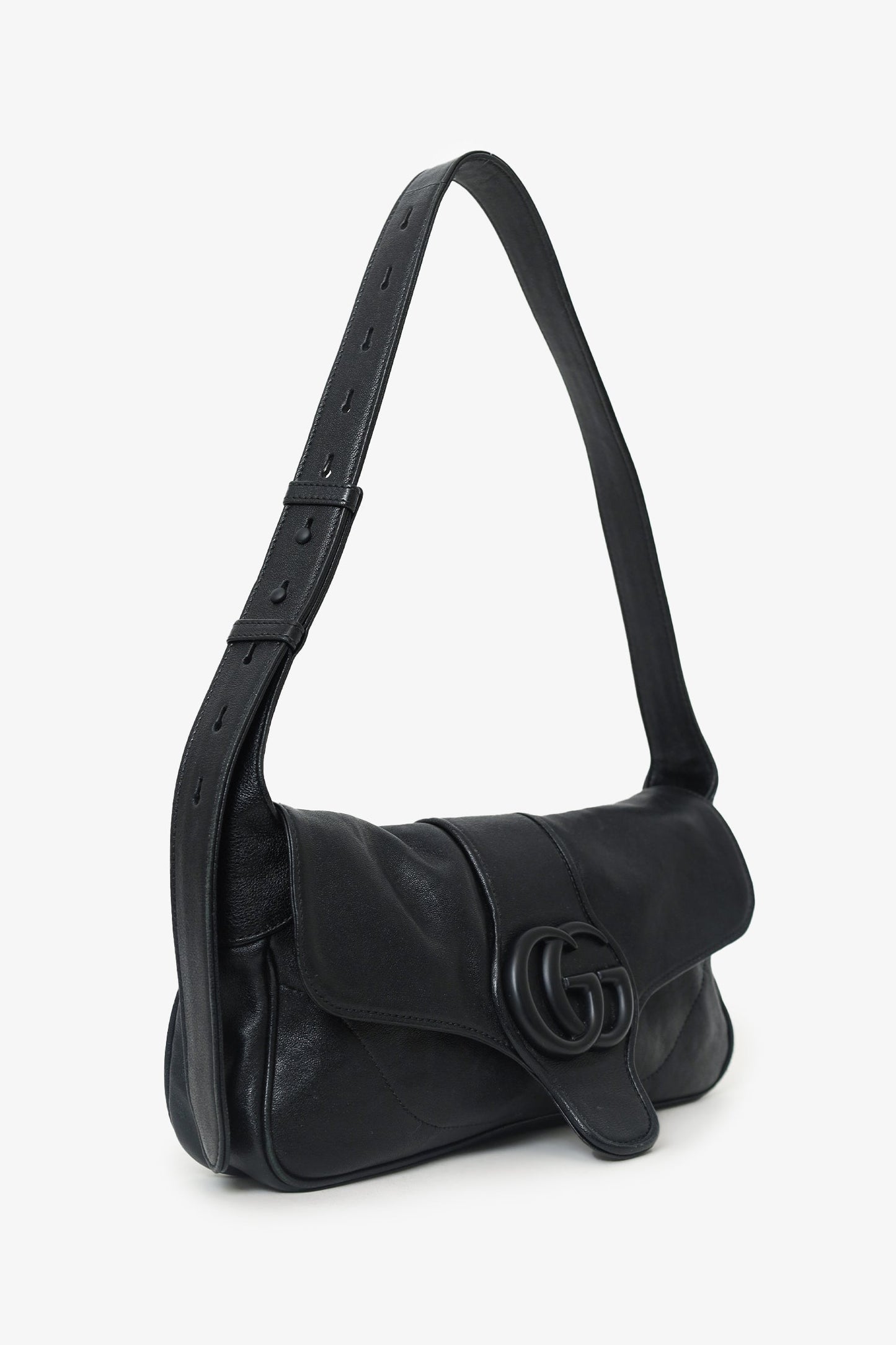 Gucci So Black Leather Aphrodite Small Shoulder Bag
