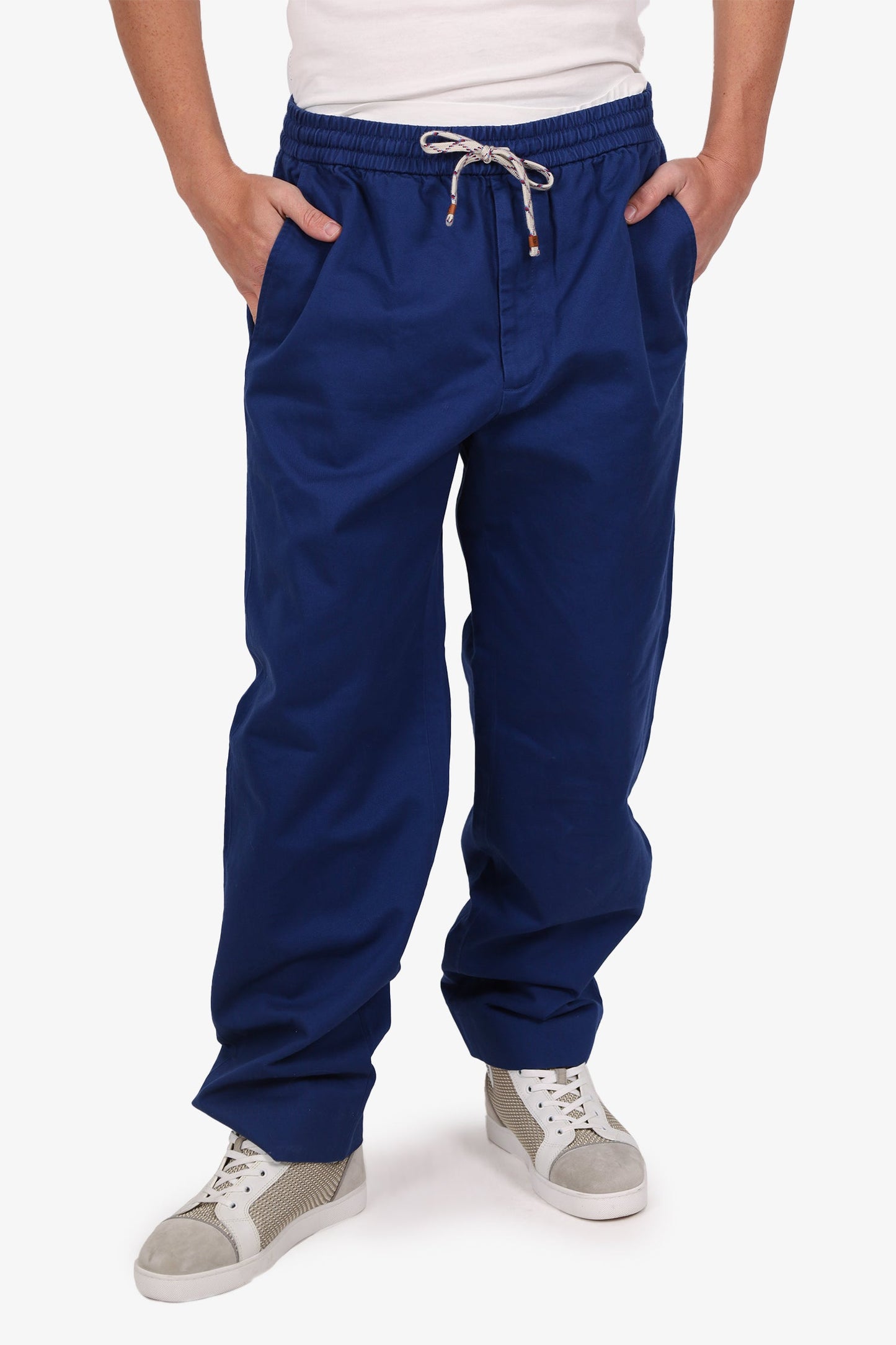 Gucci Blue Logo-Print Drawstring Track Pants Size 52 Mens