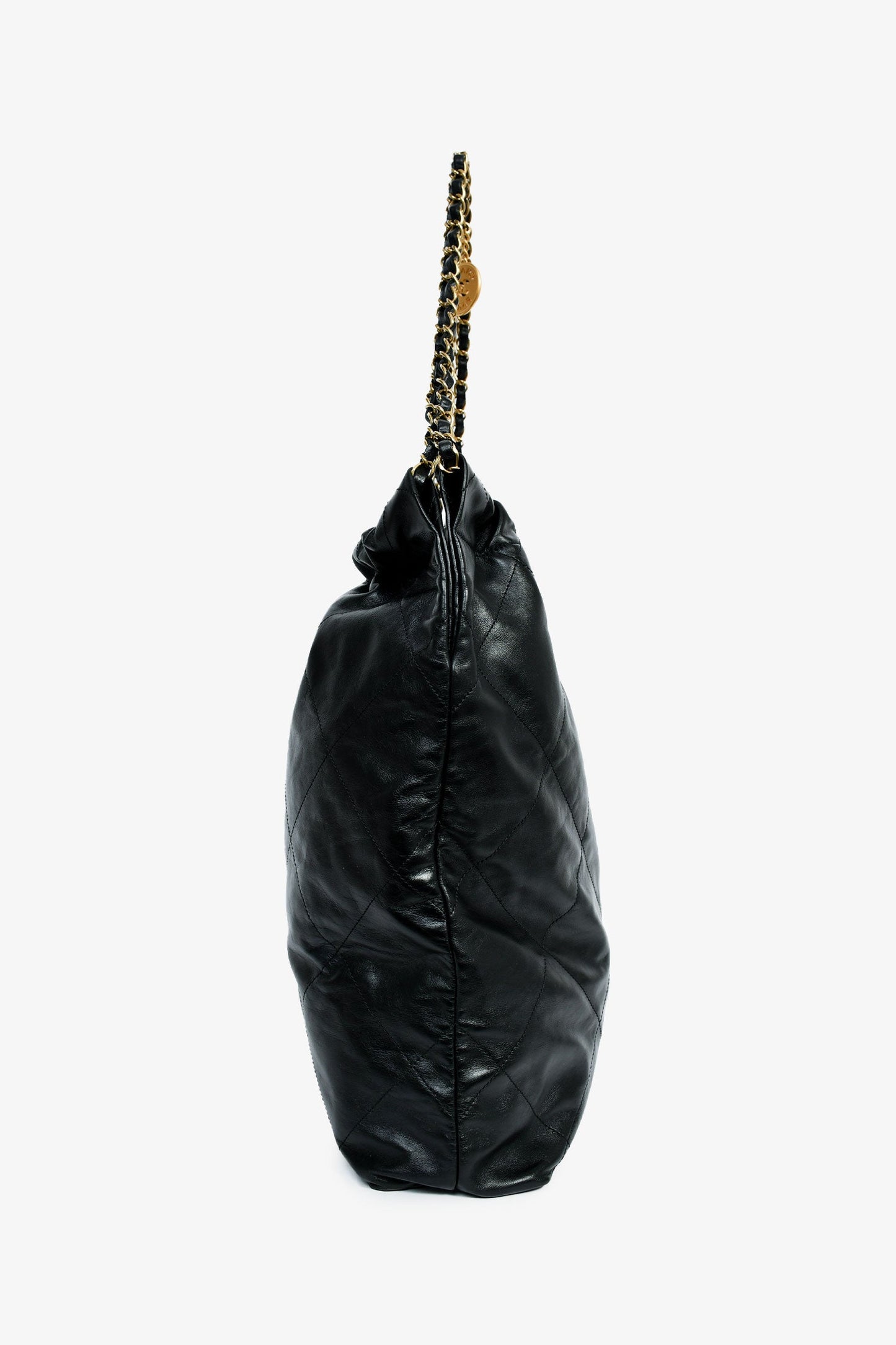 Chanel™ 2022+ Black Leather Large 22 Hobo Shoulder Bag with Pouch