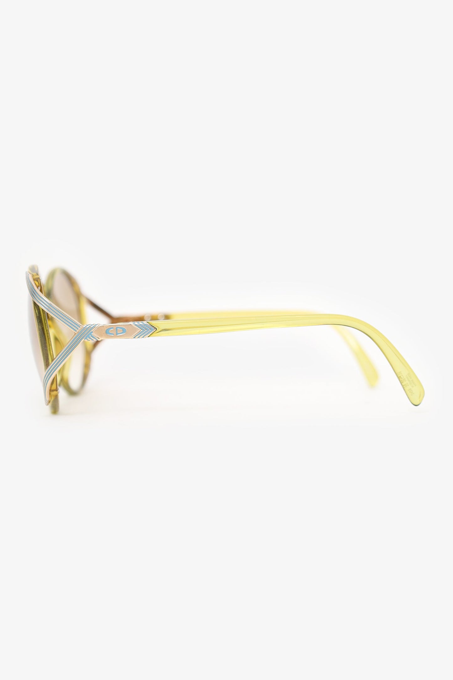 Christian Dior Vintage Yellow Clear Frame Square Sunglasses