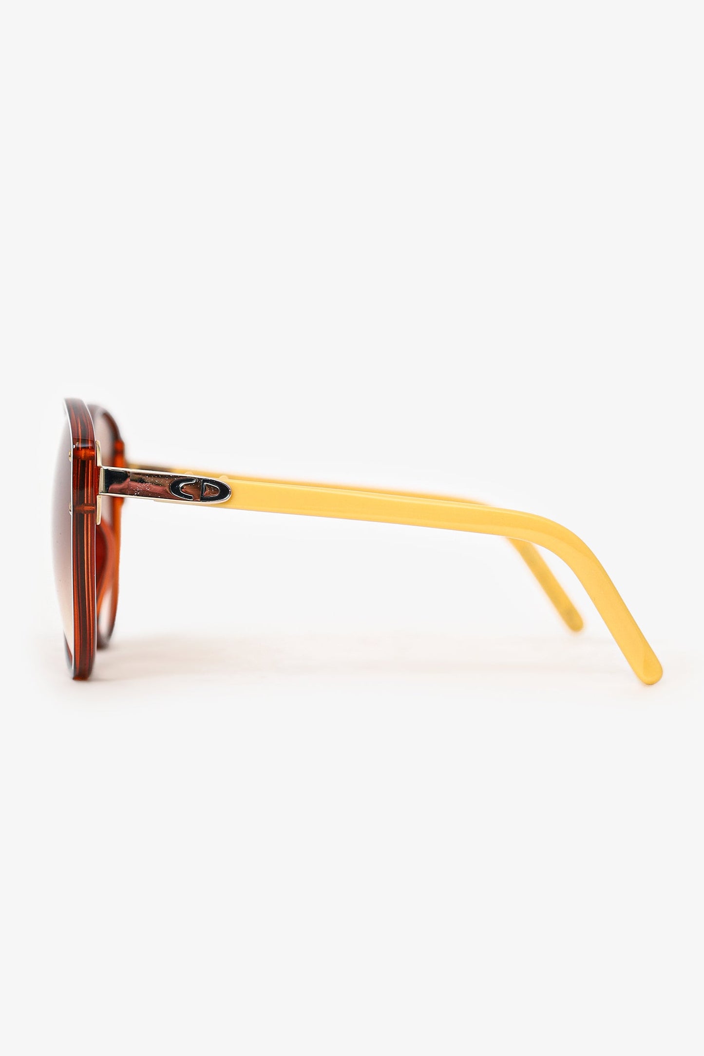 Christian Dior Vintage White/Yellow Frame Cat-eye Sunglasses