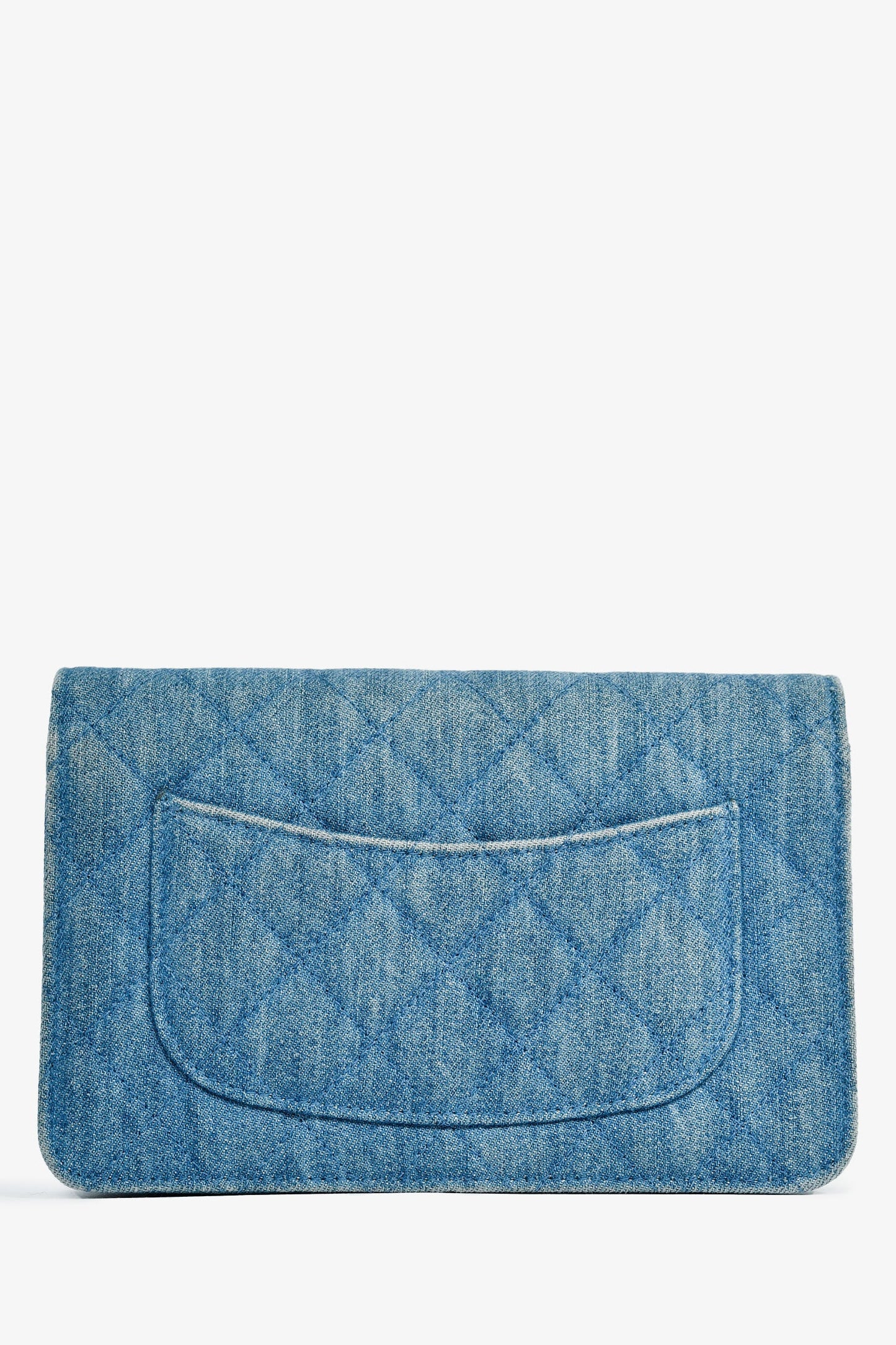 Chanel™ 2022 Blue Denim Wallet On Chain