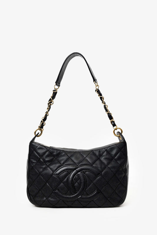Chanel™ 2002-03 Black Quilted Caviar Leather Timeless Shoulder Bag