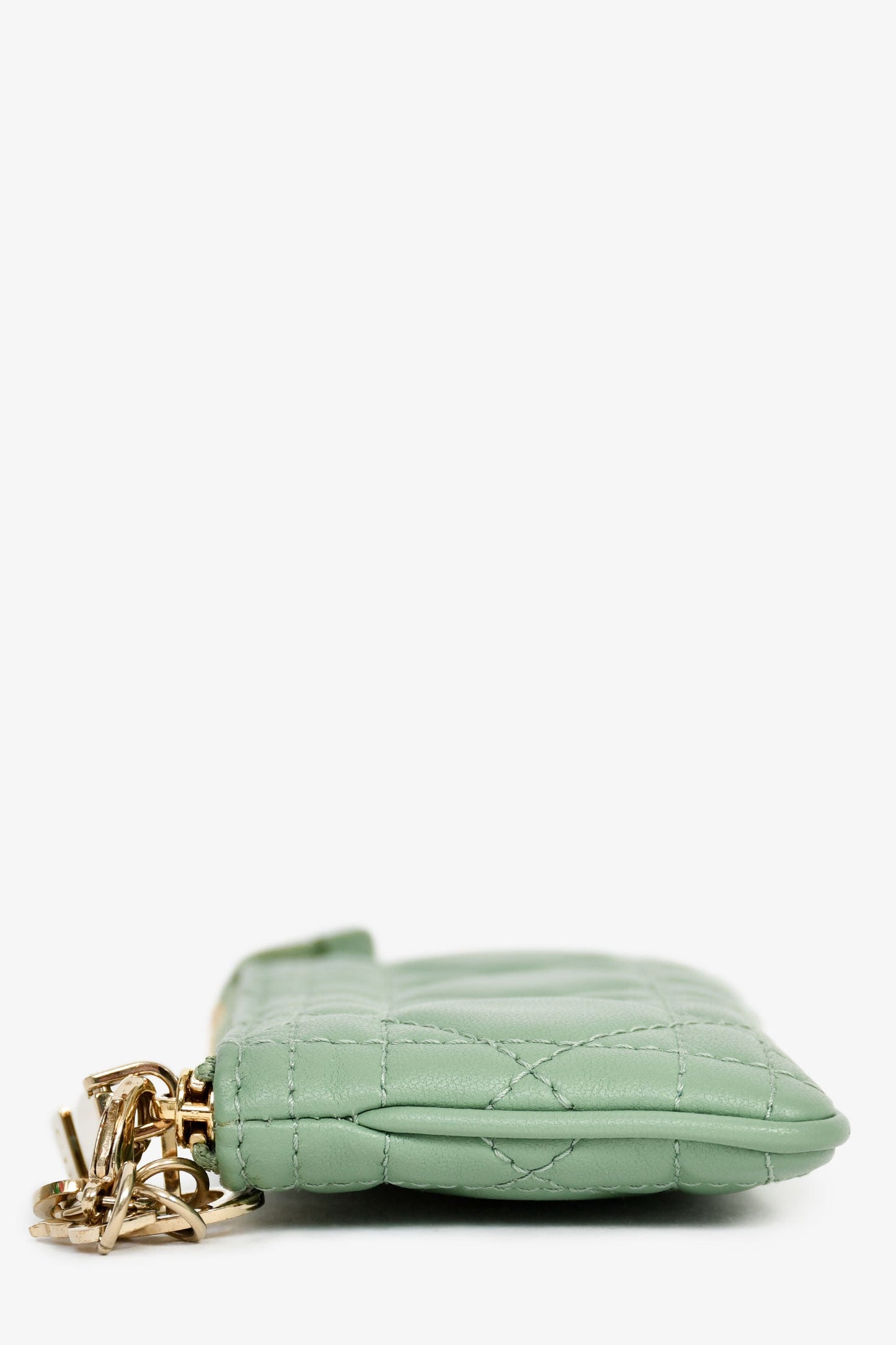Christian Dior 2022 Green Leather Cannage Coin Pouch