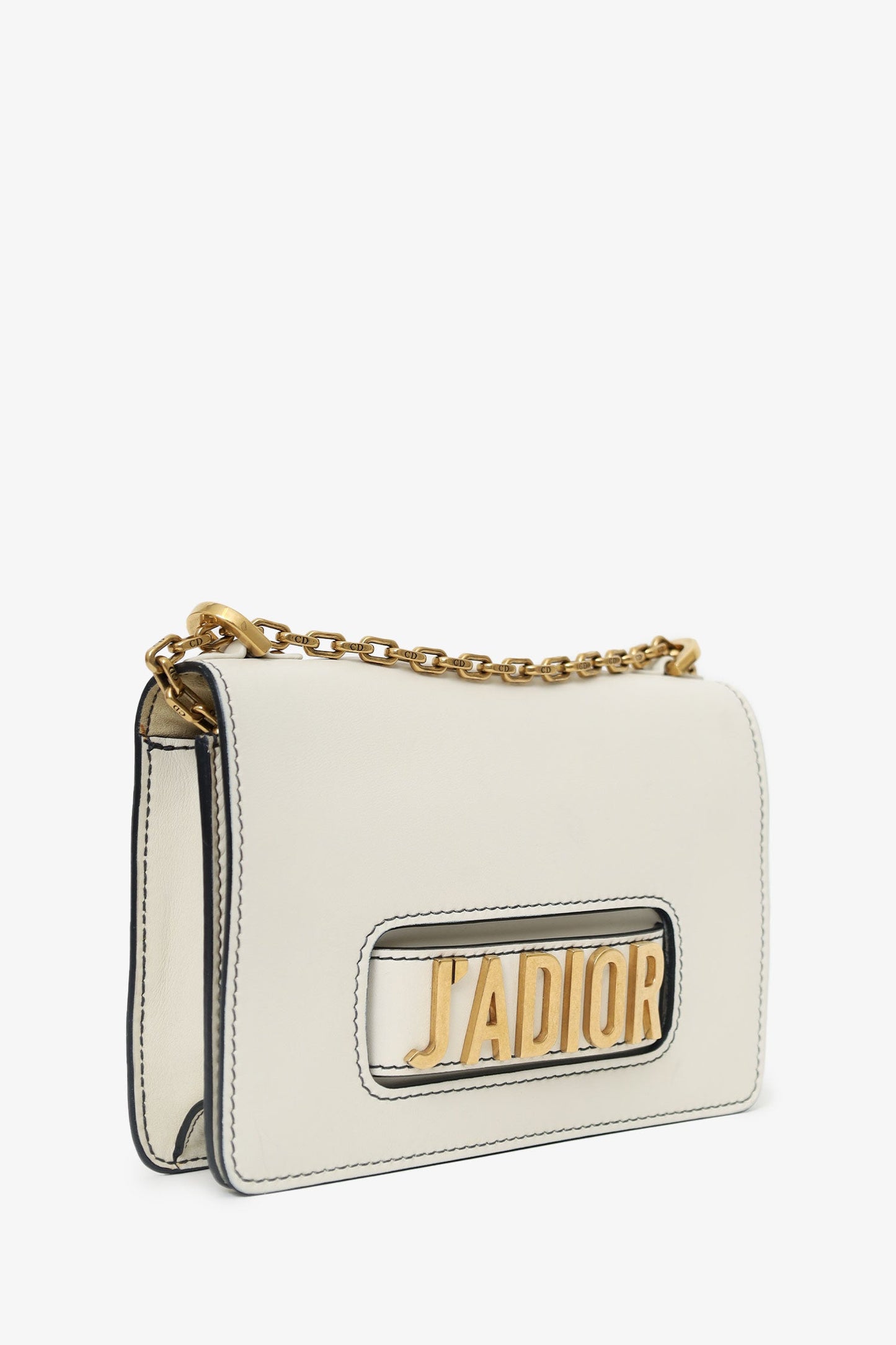 Christian Dior White Leather J'Adior Medium Shoulder Bag