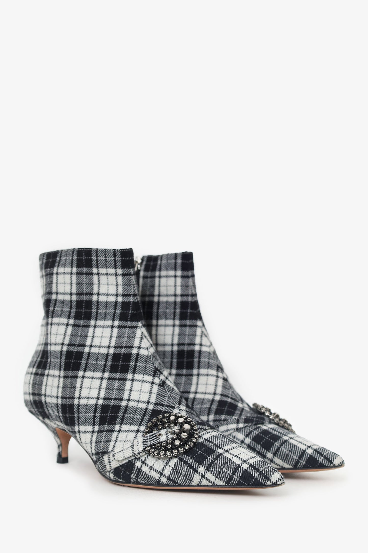 Christian Dior Black/White Plaid 'Dior Gang' Tartan Ankle Boots Size 38.5