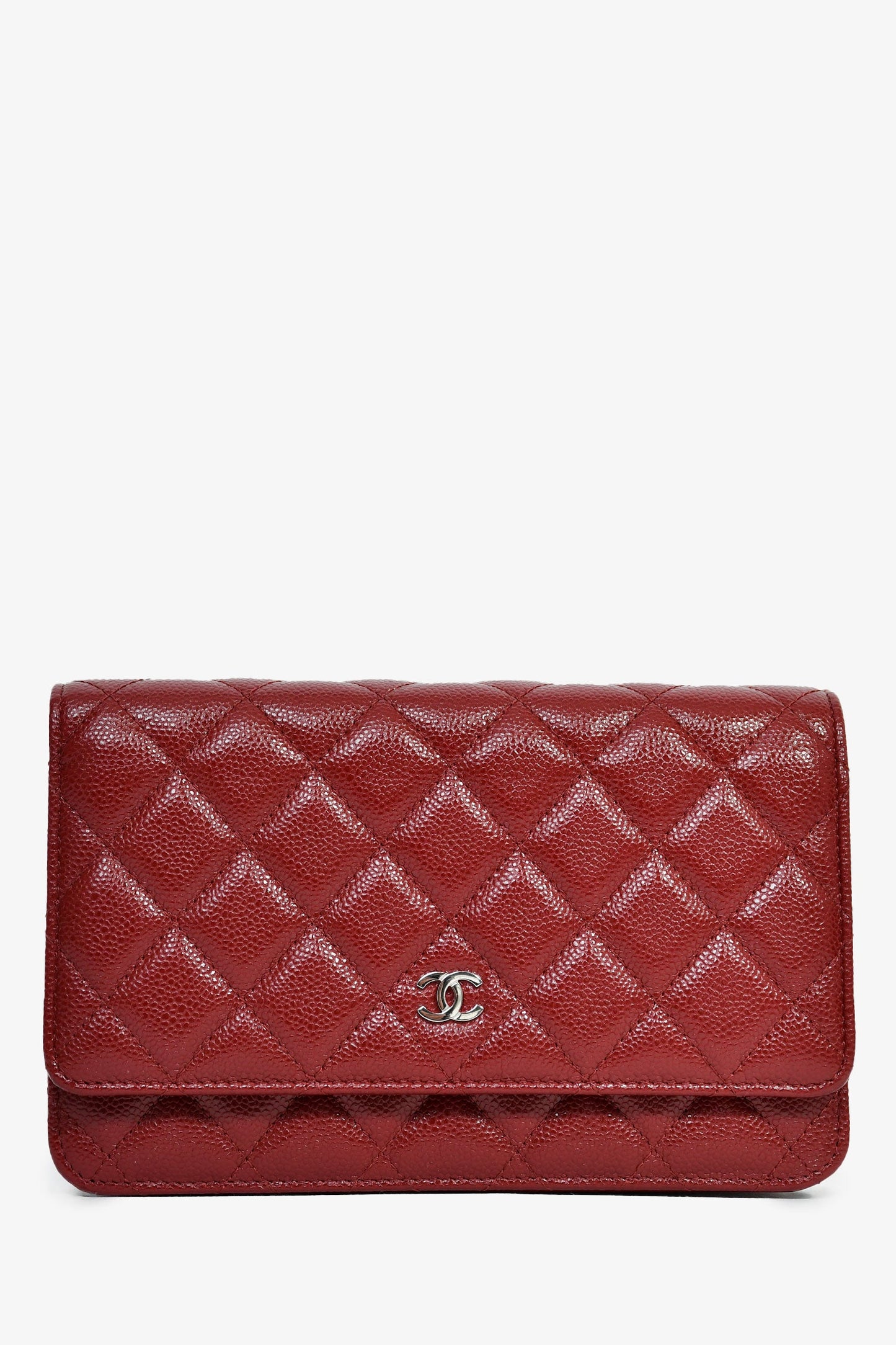 Chanel™ 2020 Burgundy Quilted Classic Wallet On Chain