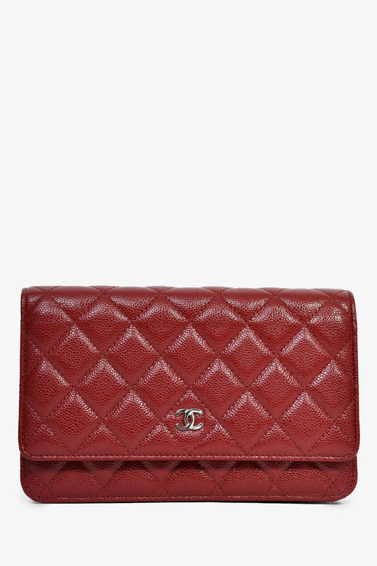 Chanel™ 2020 Burgundy Quilted Classic Wallet On Chain
