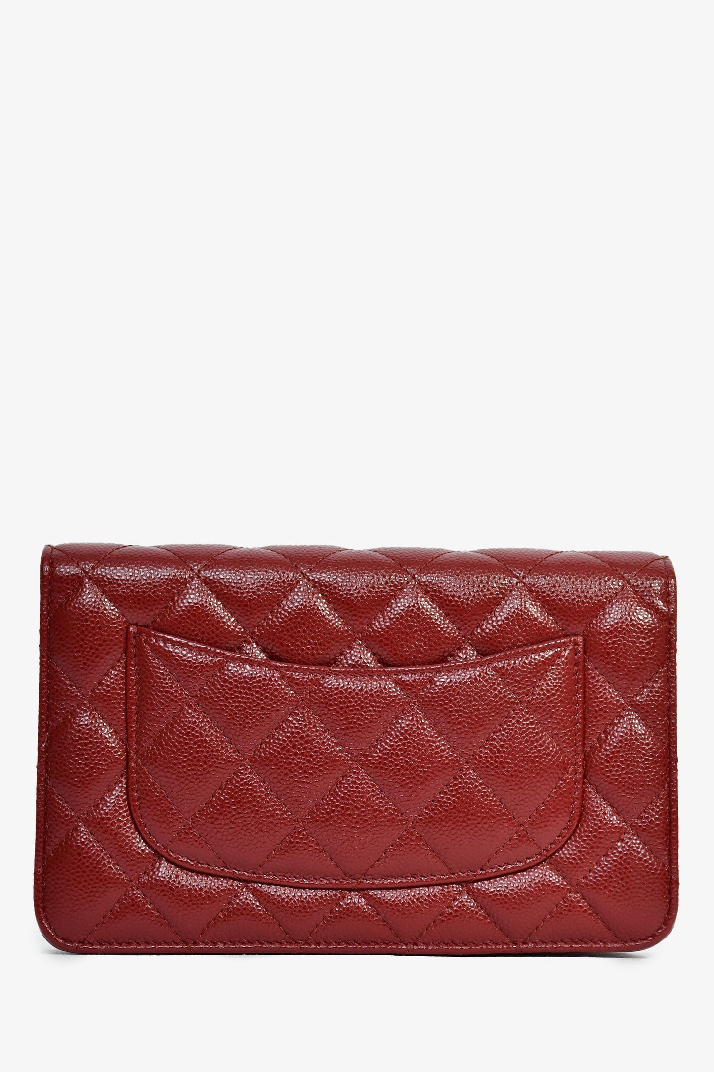 Chanel™ 2020 Burgundy Quilted Classic Wallet On Chain