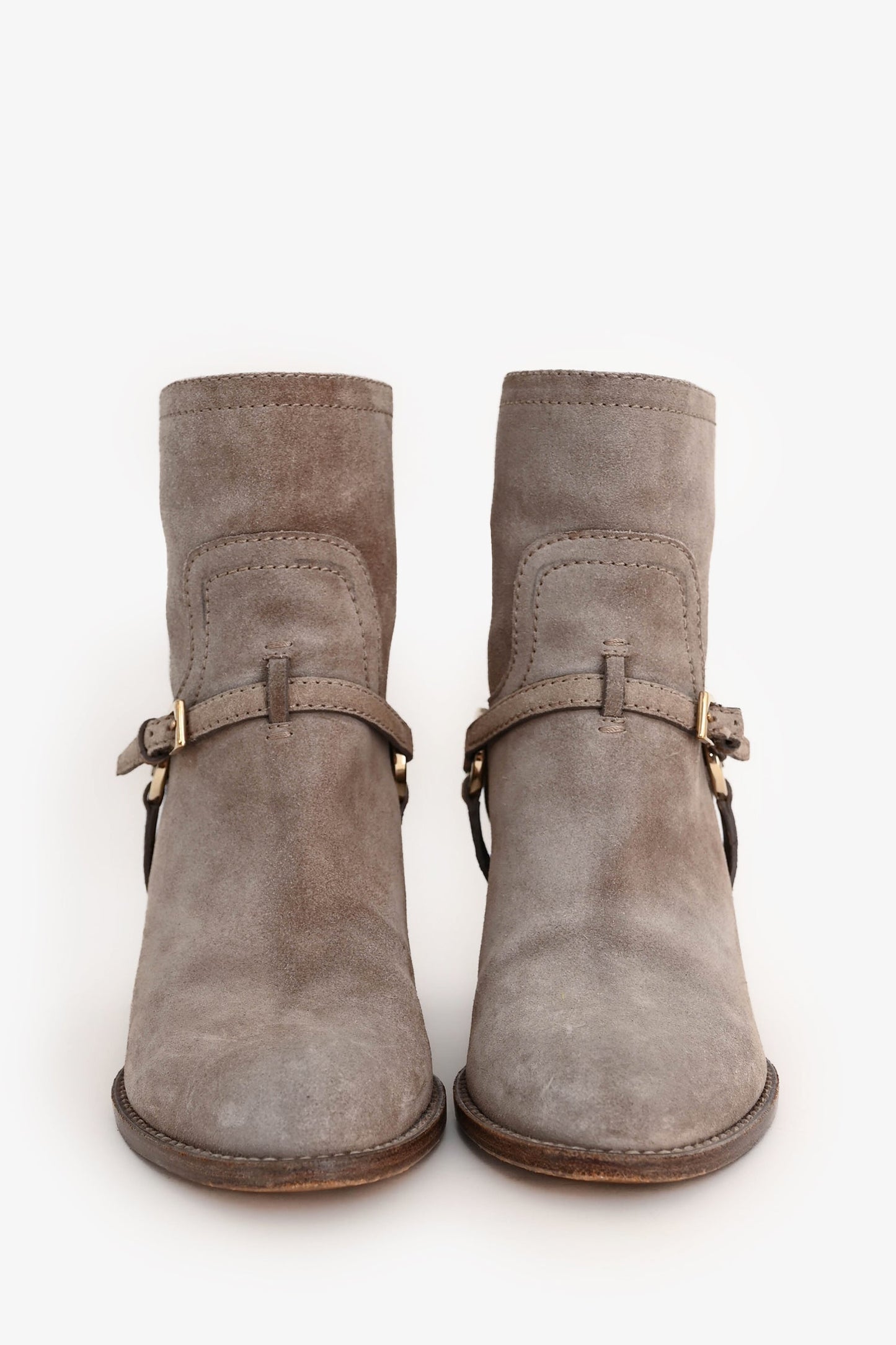 Christian Dior Grey Ombre Suede CD Buckled Heeled Ankle Boots Size 36.5