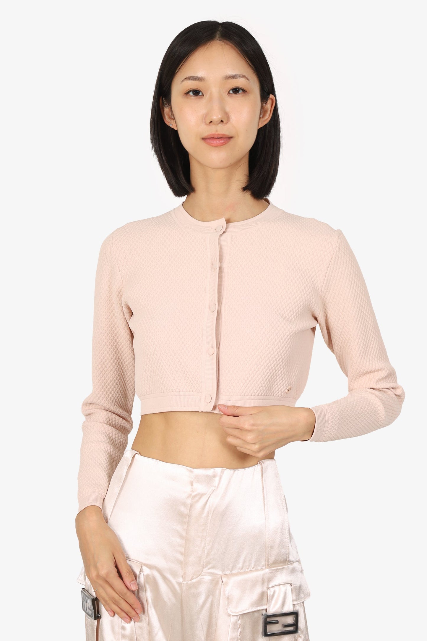 Gucci Pink Quilted GG Cardigan Size S