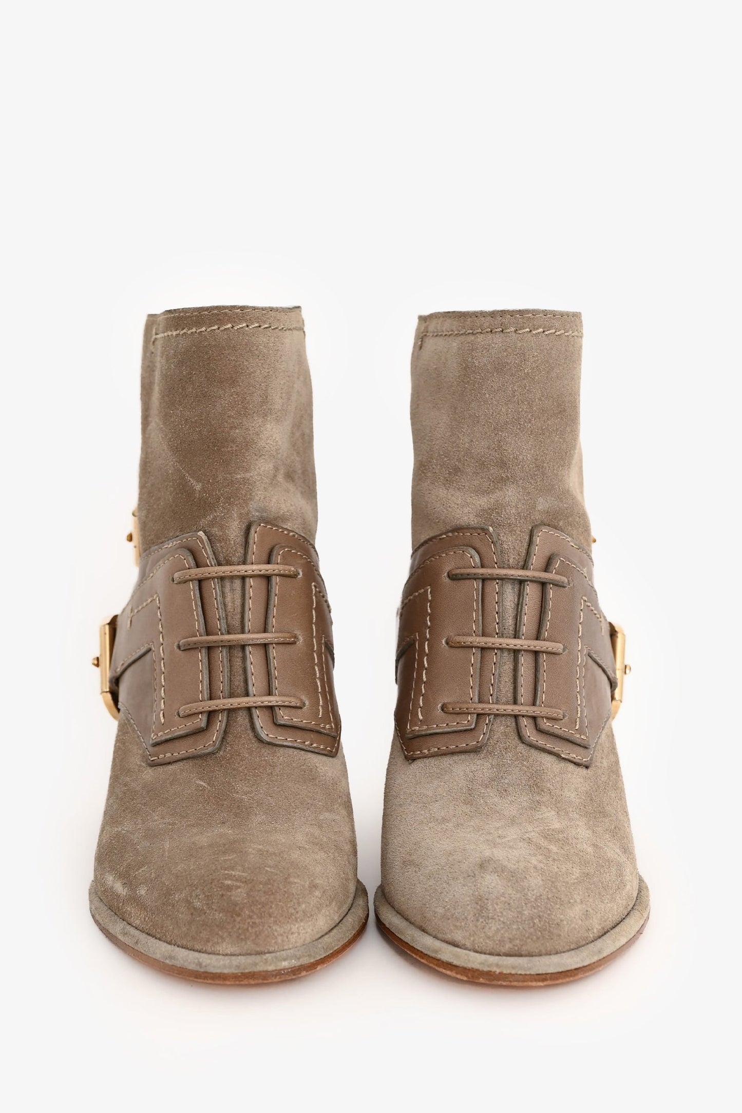 Christian Dior Beige Suede Leather Buckle Detail Ankle Boots Size 35.5
