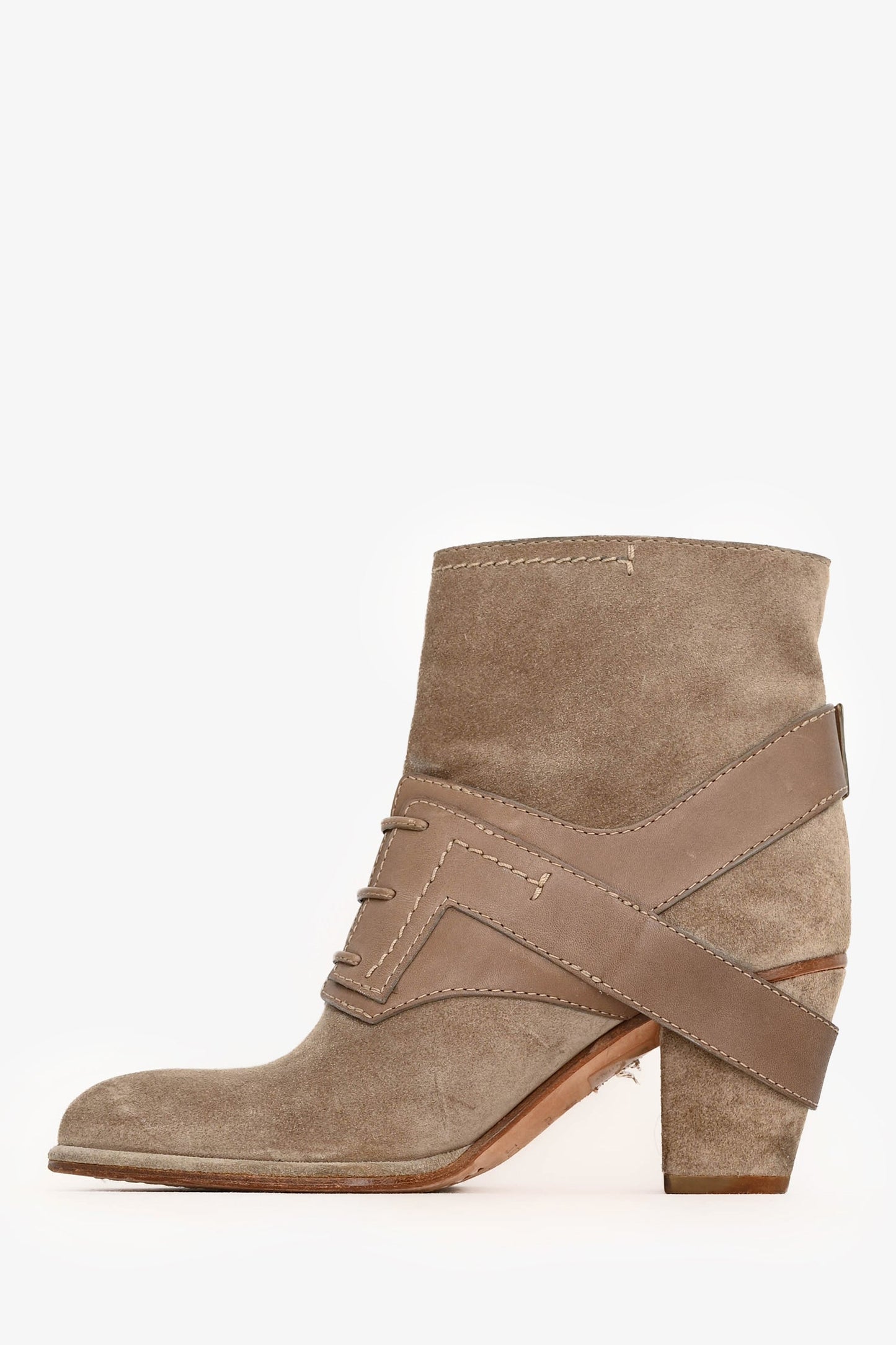 Christian Dior Beige Suede Leather Buckle Detail Ankle Boots Size 35.5