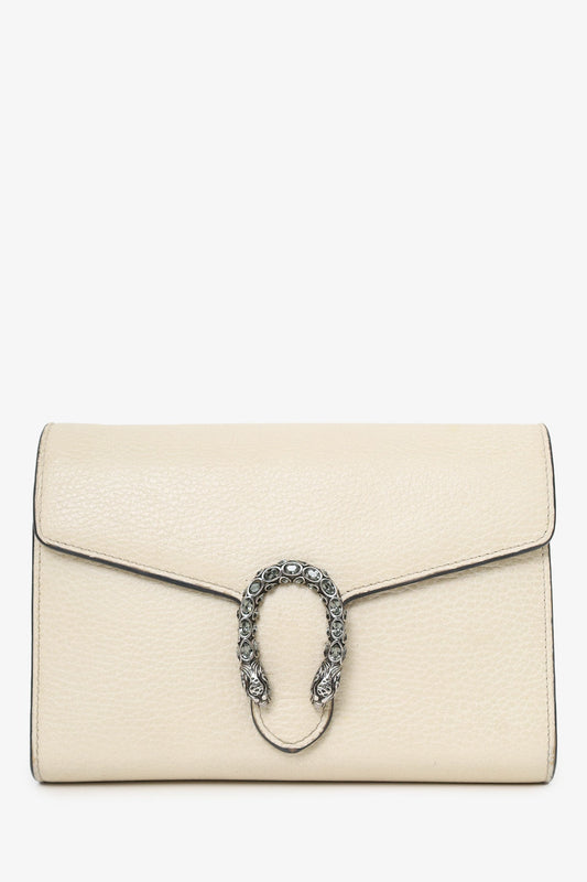 Gucci White Leather Dionysus Wallet On Chain
