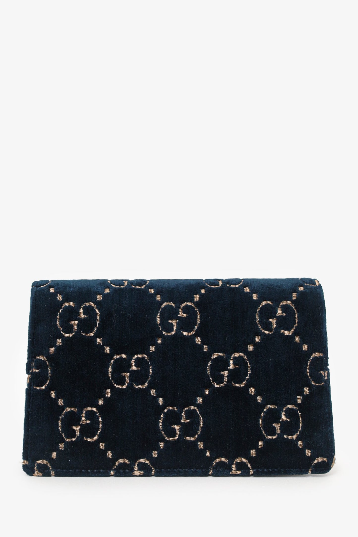 Gucci Navy Velvet GG Monogram Super Mini Dionysus Chain Bag