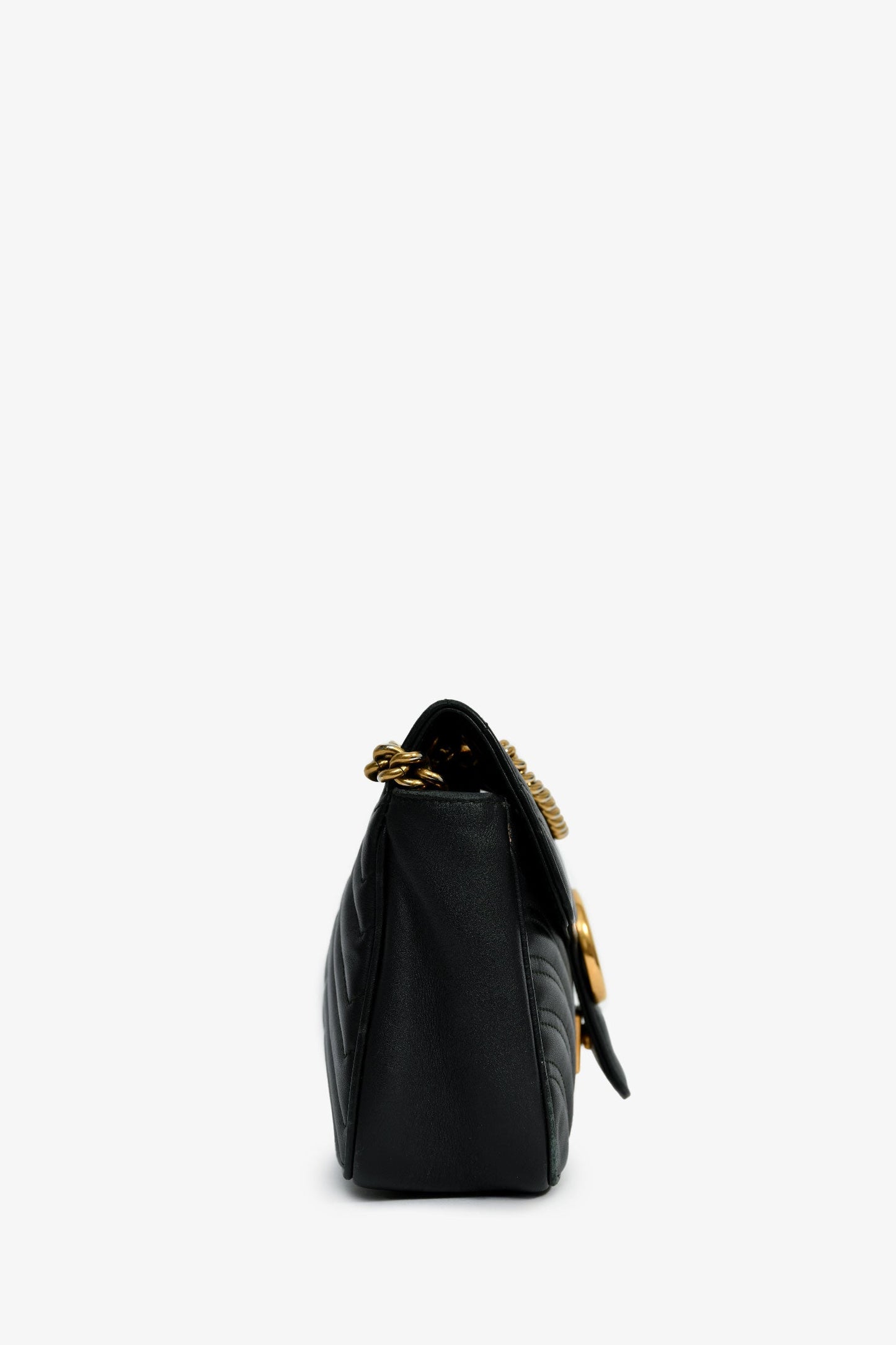 Gucci Black Chevron Leather Medium Marmont Shoulder Bag