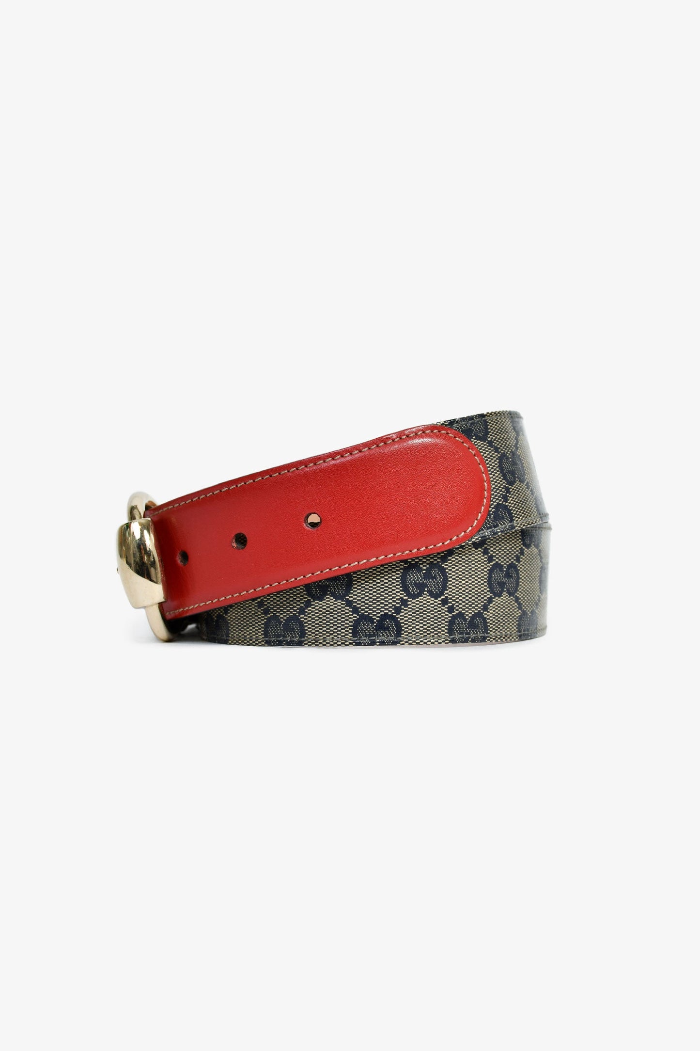 Gucci GG Supreme/Red Leather Belt Size 80