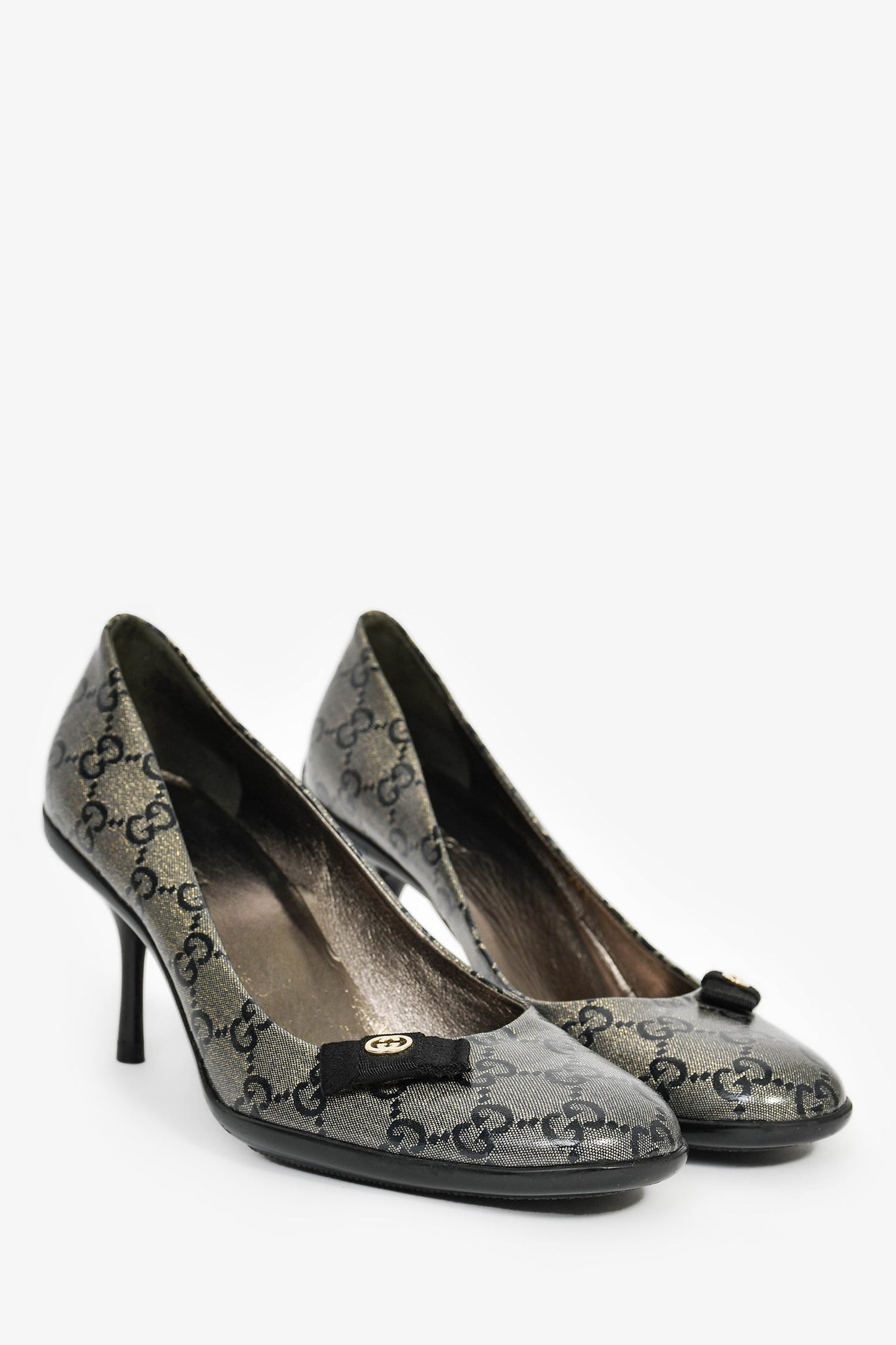 Gucci Vintage Silver Metallic GG Heels Size 36