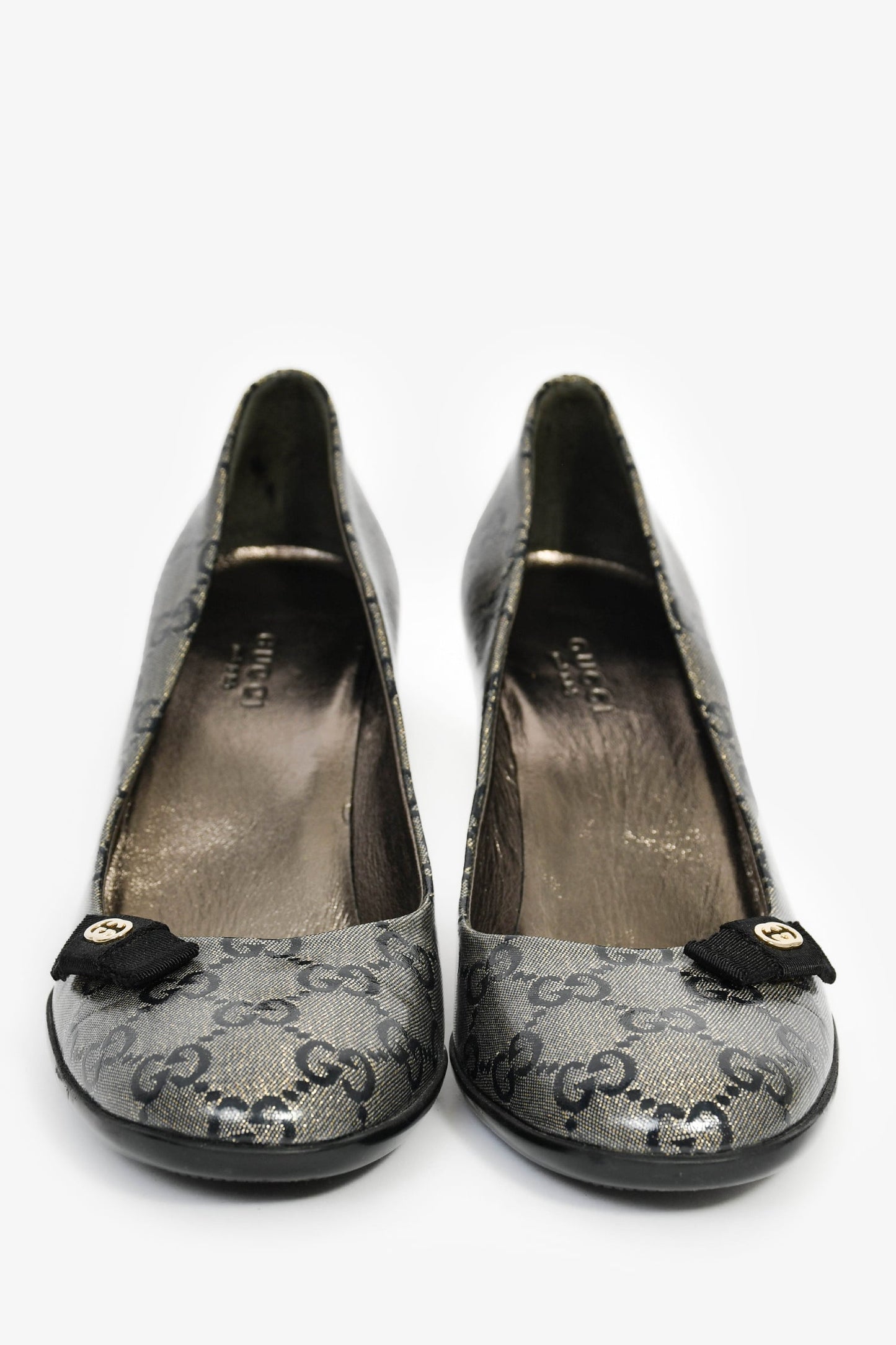 Gucci Vintage Silver Metallic GG Heels Size 36