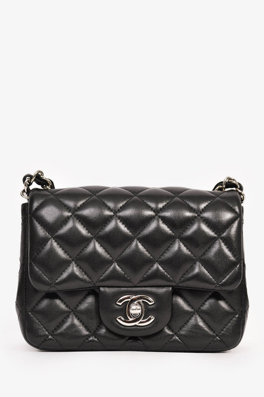 Chanel™ 2019 Black Lambskin Mini Square Flap Crossbody SHW