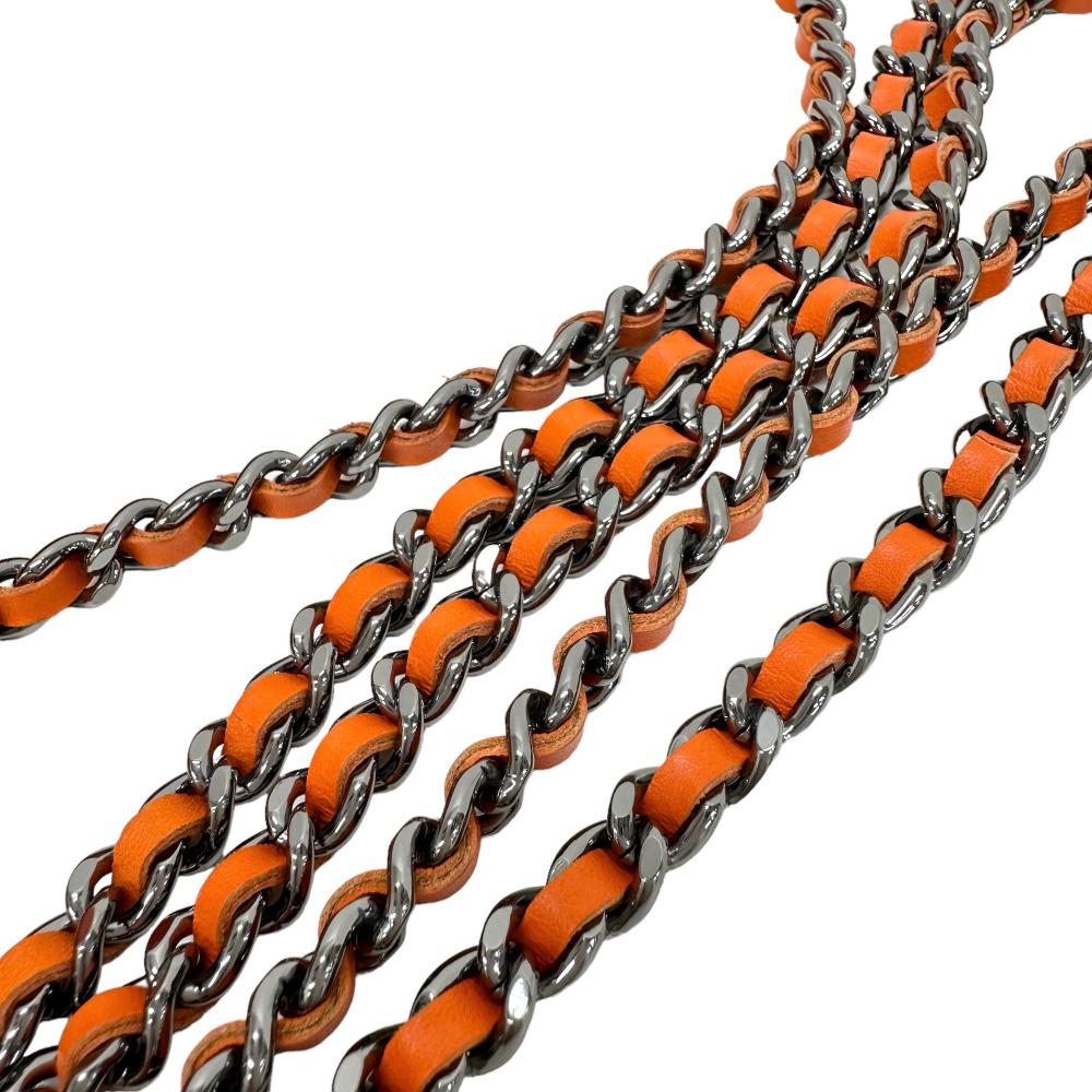 Chanel Patent Leather Chain Wallet Orange