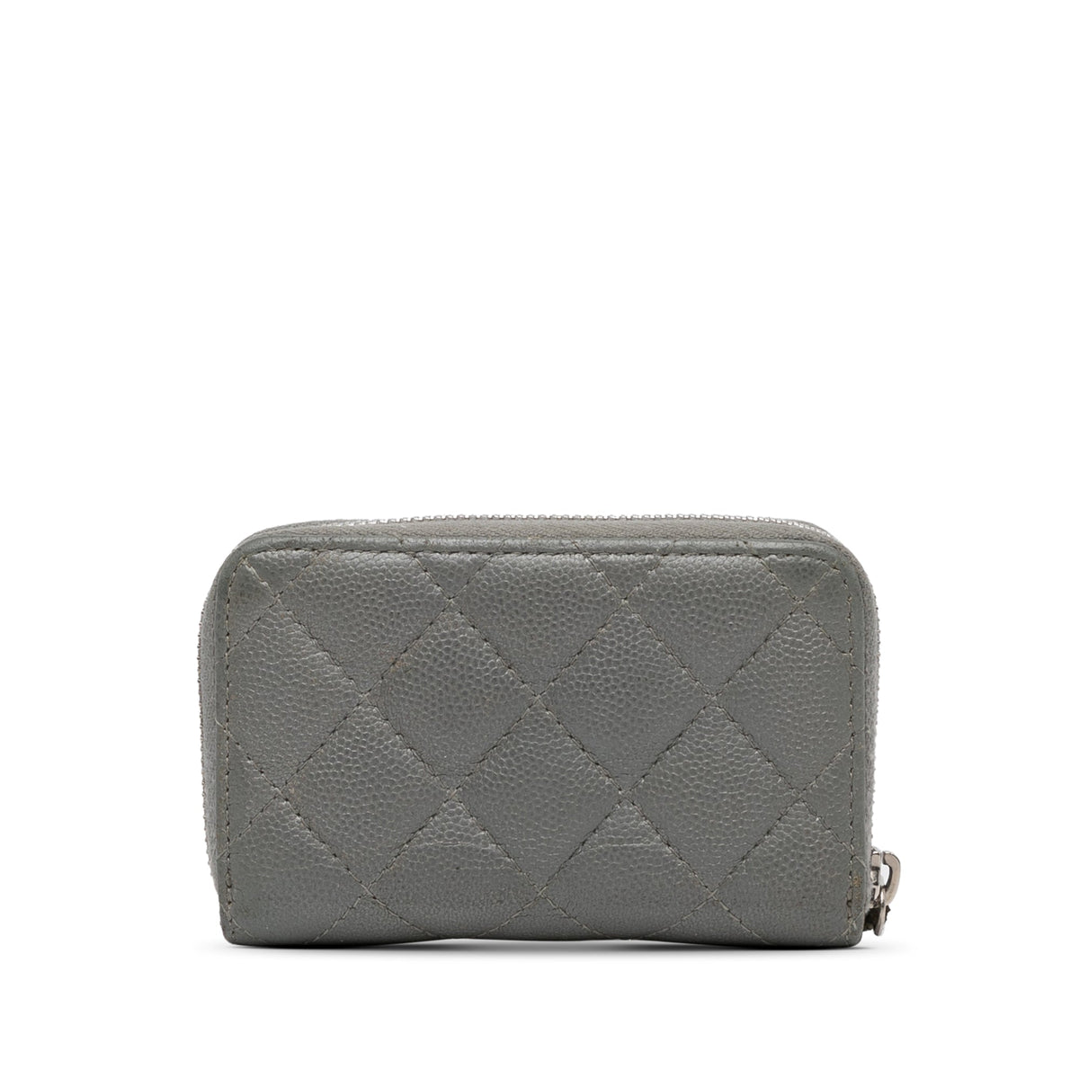 Gray Chanel CC Caviar Zip Coin Pouch