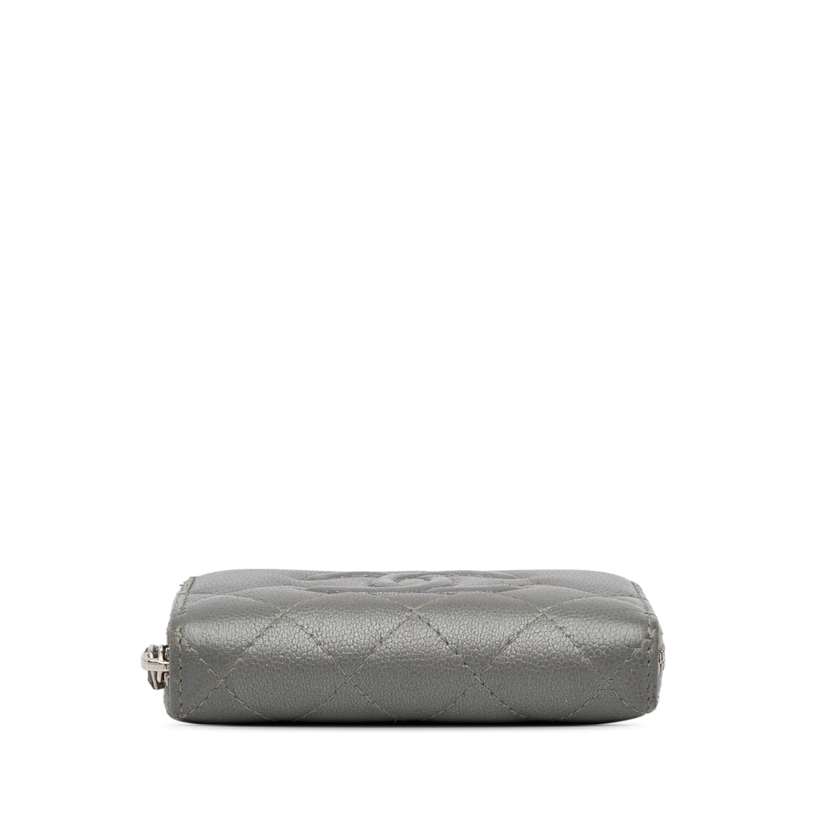 Gray Chanel CC Caviar Zip Coin Pouch