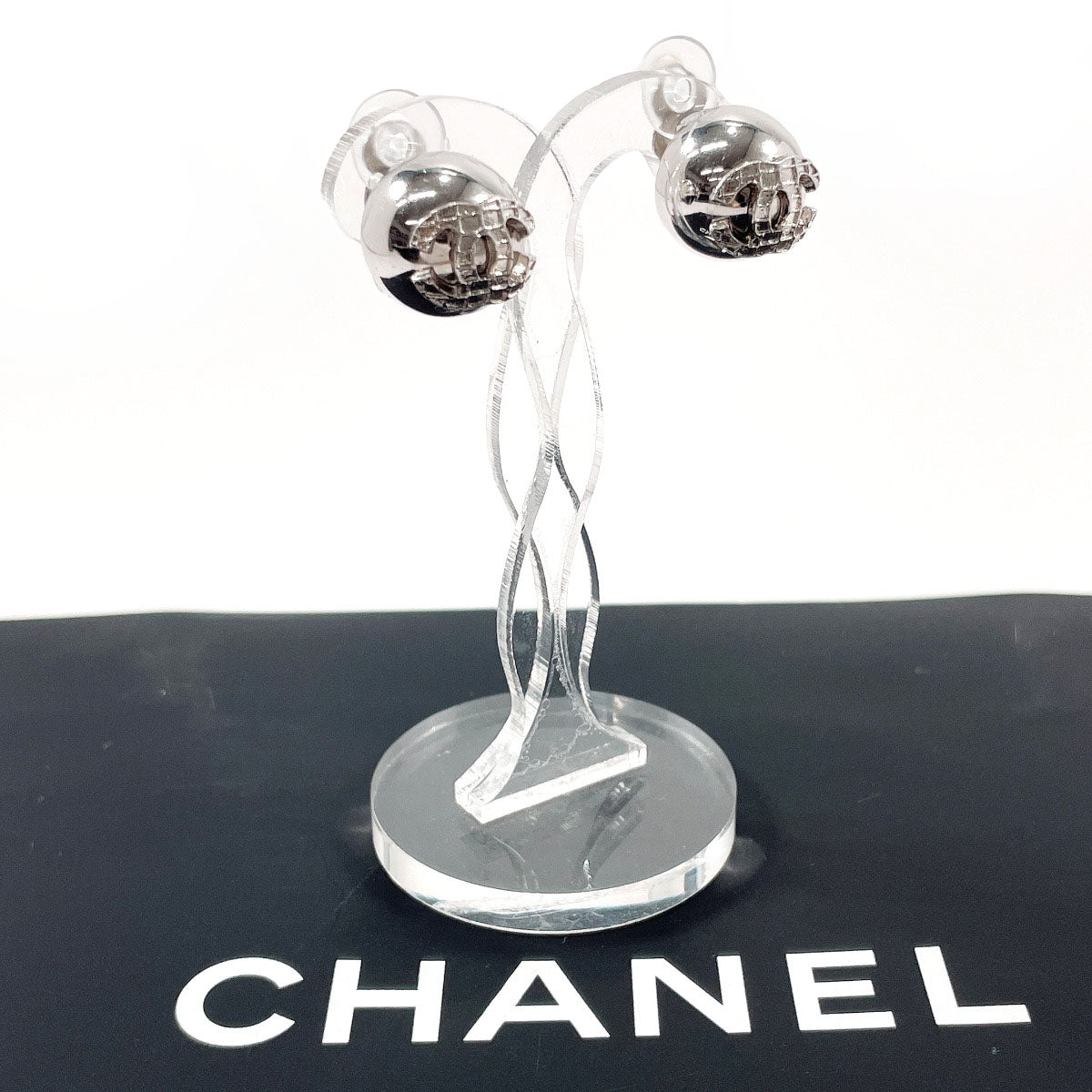 CHANEL Earring metal Silver COCO Mark