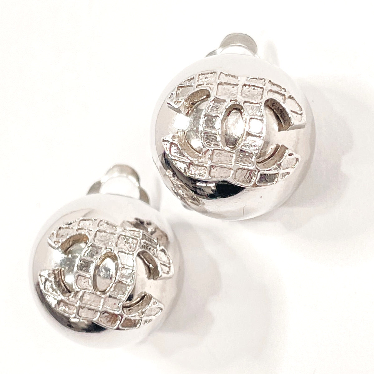CHANEL Earring metal Silver COCO Mark