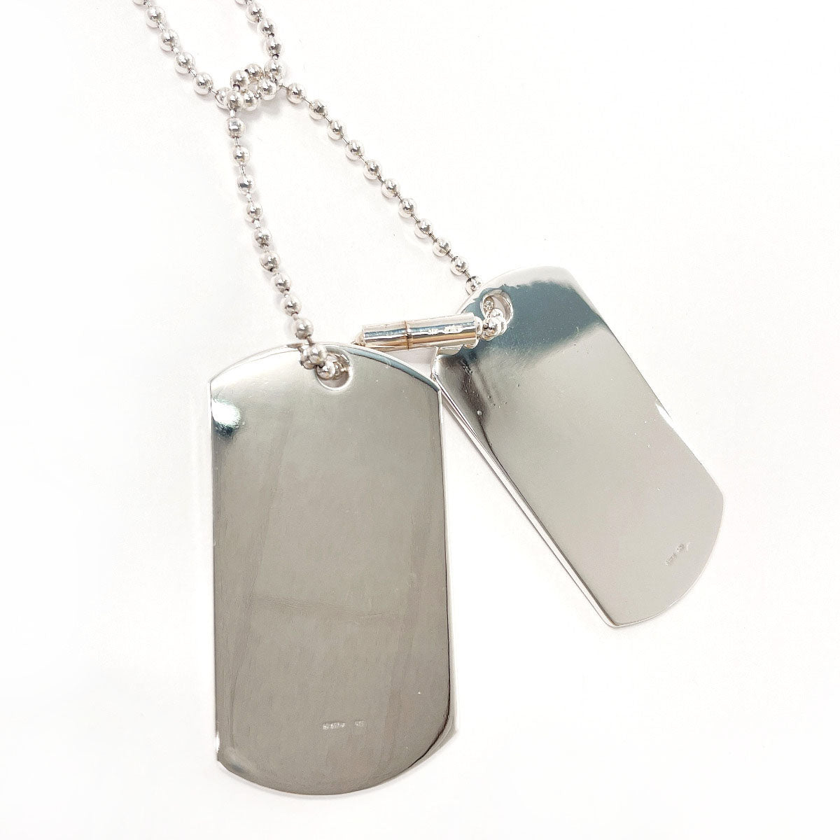 GUCCI Necklace Silver925 Silver Ball chain dog tag double plate unisex Used