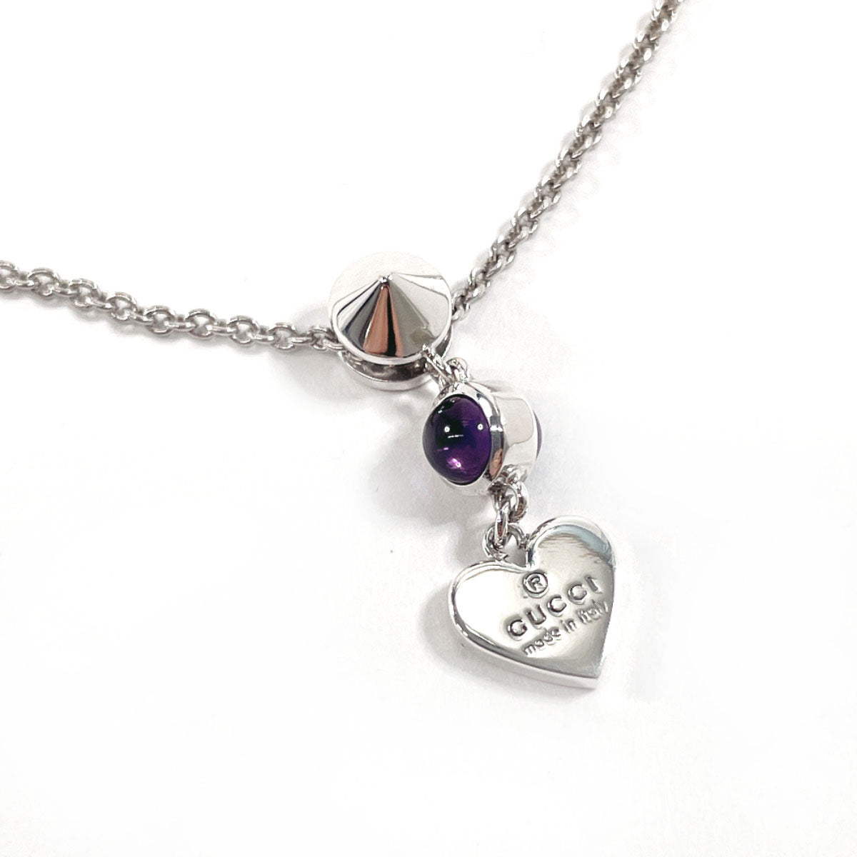 GUCCI Necklace 805338676 Silver925, Amethyst Silver Women Used