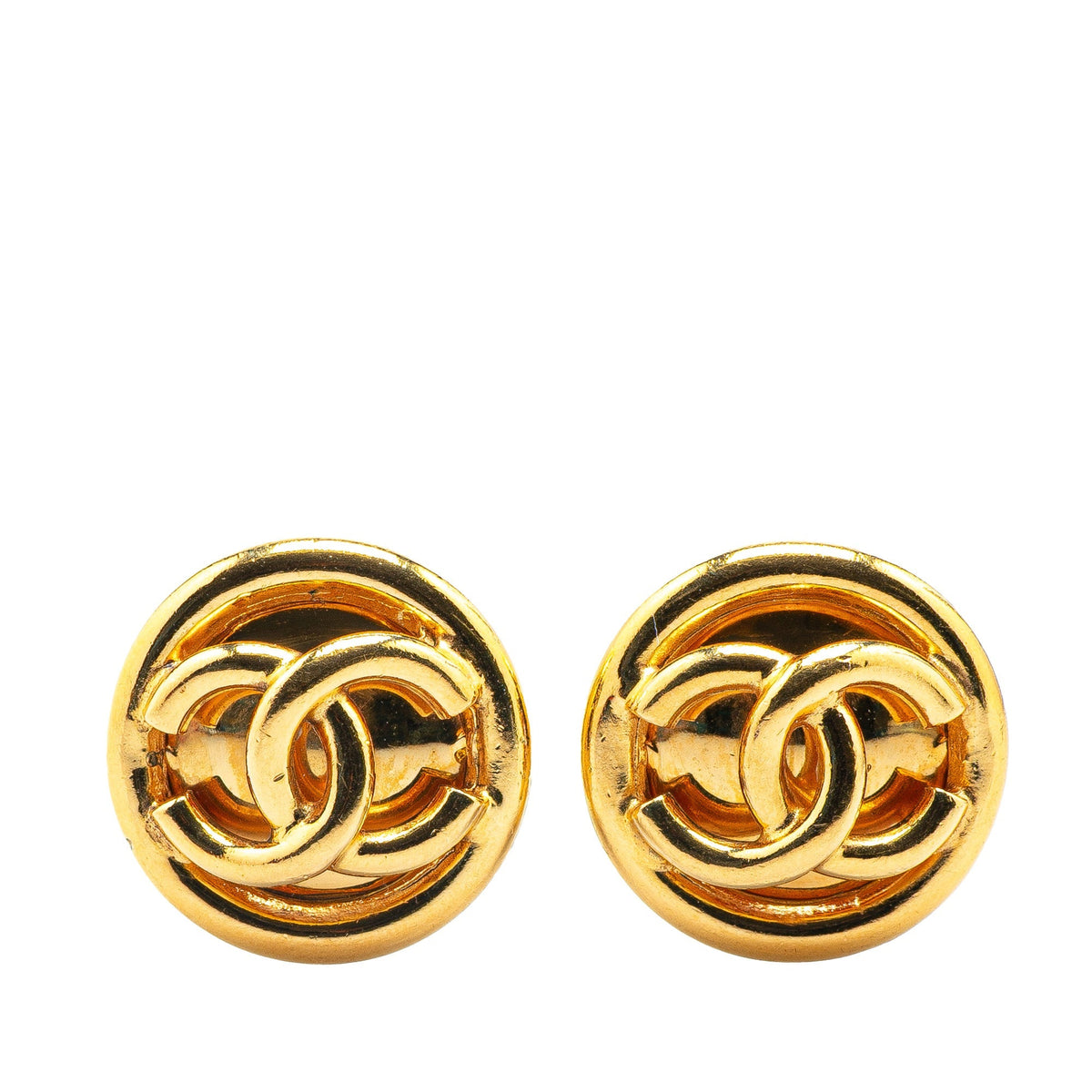 Gold Chanel Gold Plated CC Clip On Earrings