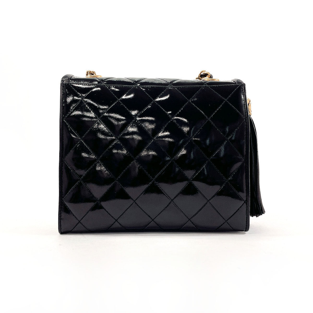 CHANEL Shoulder Bag Patent leather black W flap ChainShoulder Matrasse Women Used