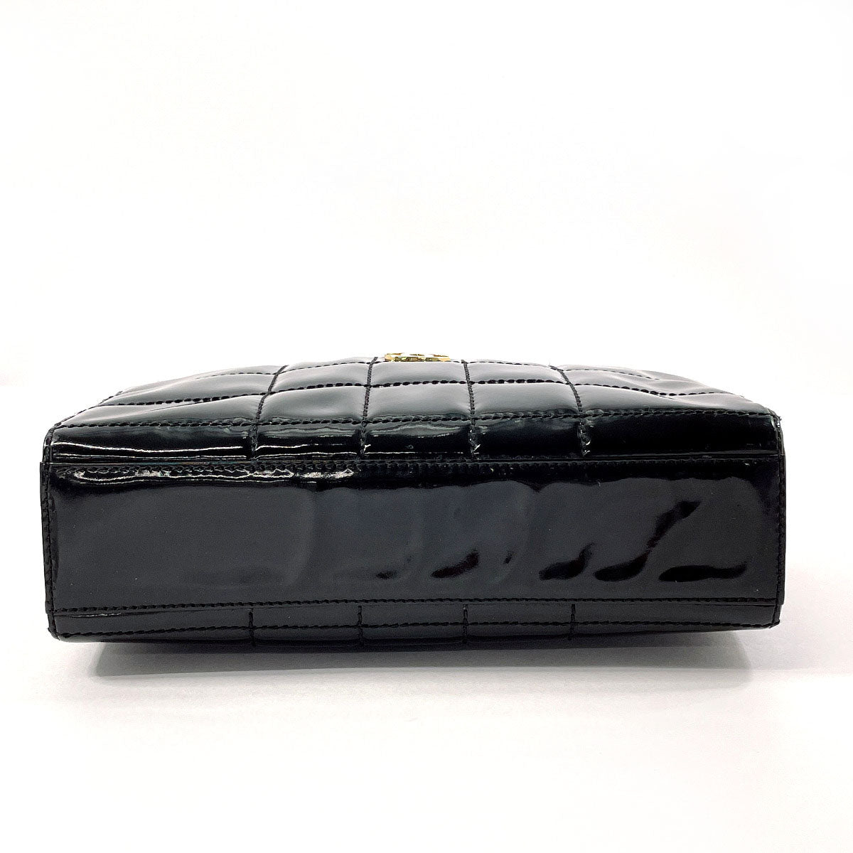 CHANEL Shoulder Bag Patent leather black Chocolate bar ChainShoulder